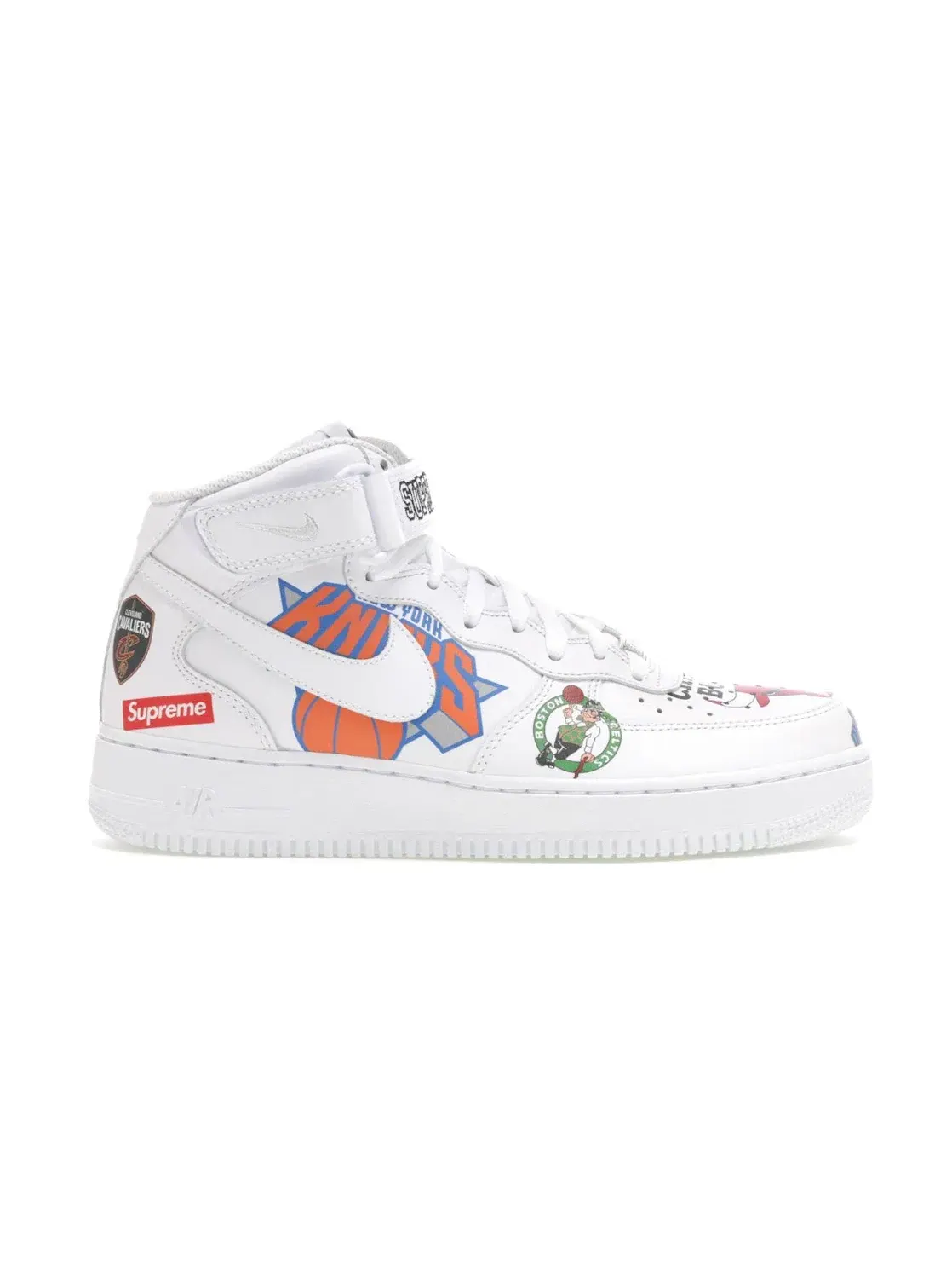 Мужские кроссовки с принтом Nike Air Force 1 Mid Supreme NBA — изображение 1 из 4, белый/белый