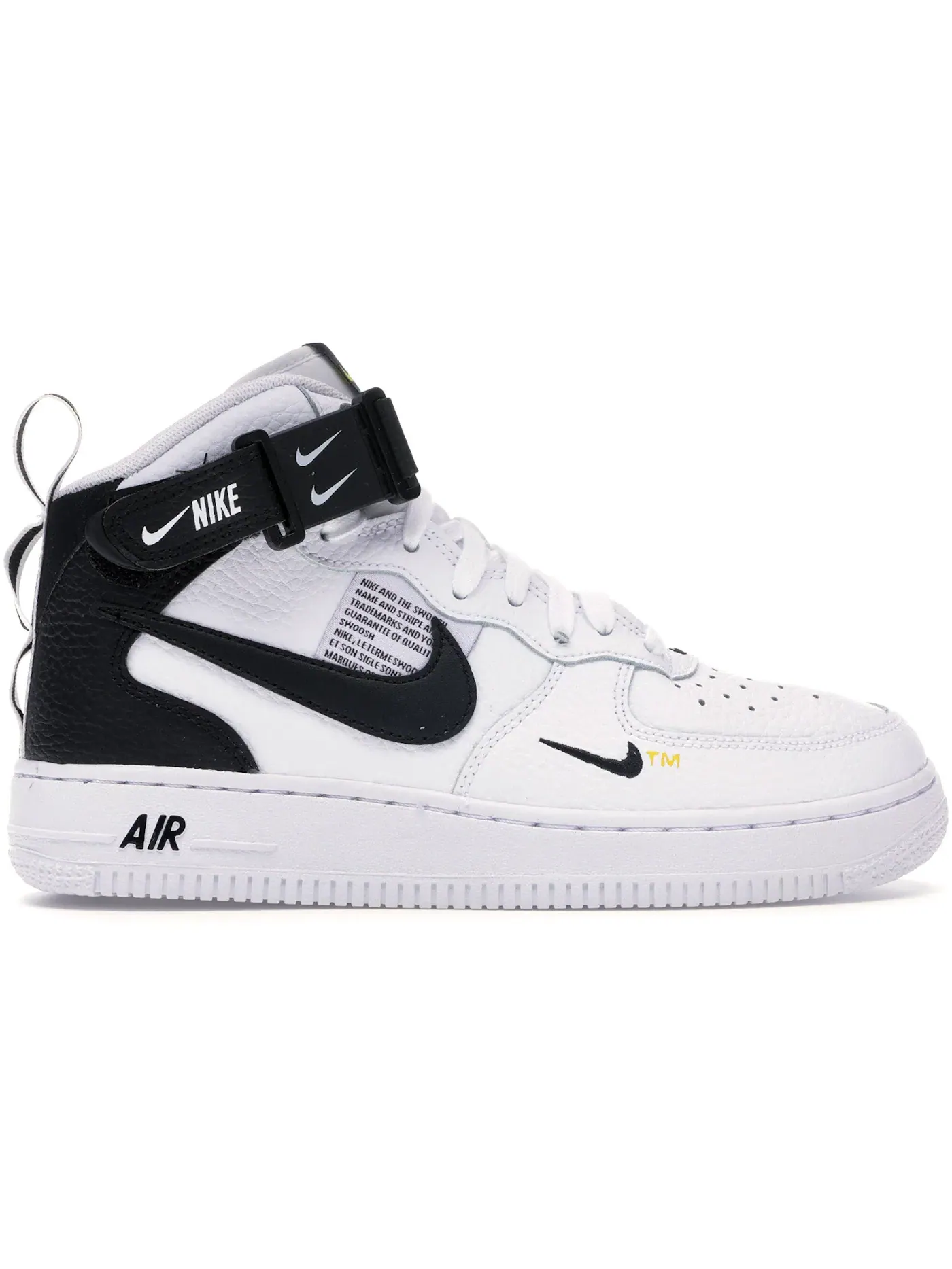 Детские кроссовки Lifestyle с высокой посадкой Nike Air Force 1 Mid Utility Nike — изображение 1 из 1, белый/желтый-черный
