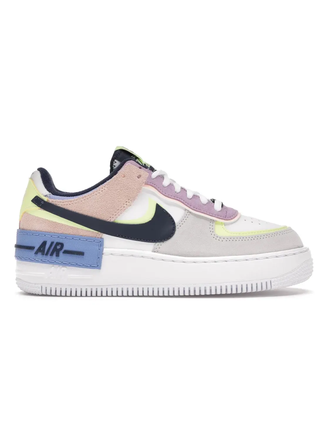 Женские кроссовки Lifestyle Nike Air Force 1 Low Shadow, Photon Dust/Barely Volt-Crimson Tint-Royal Pulse