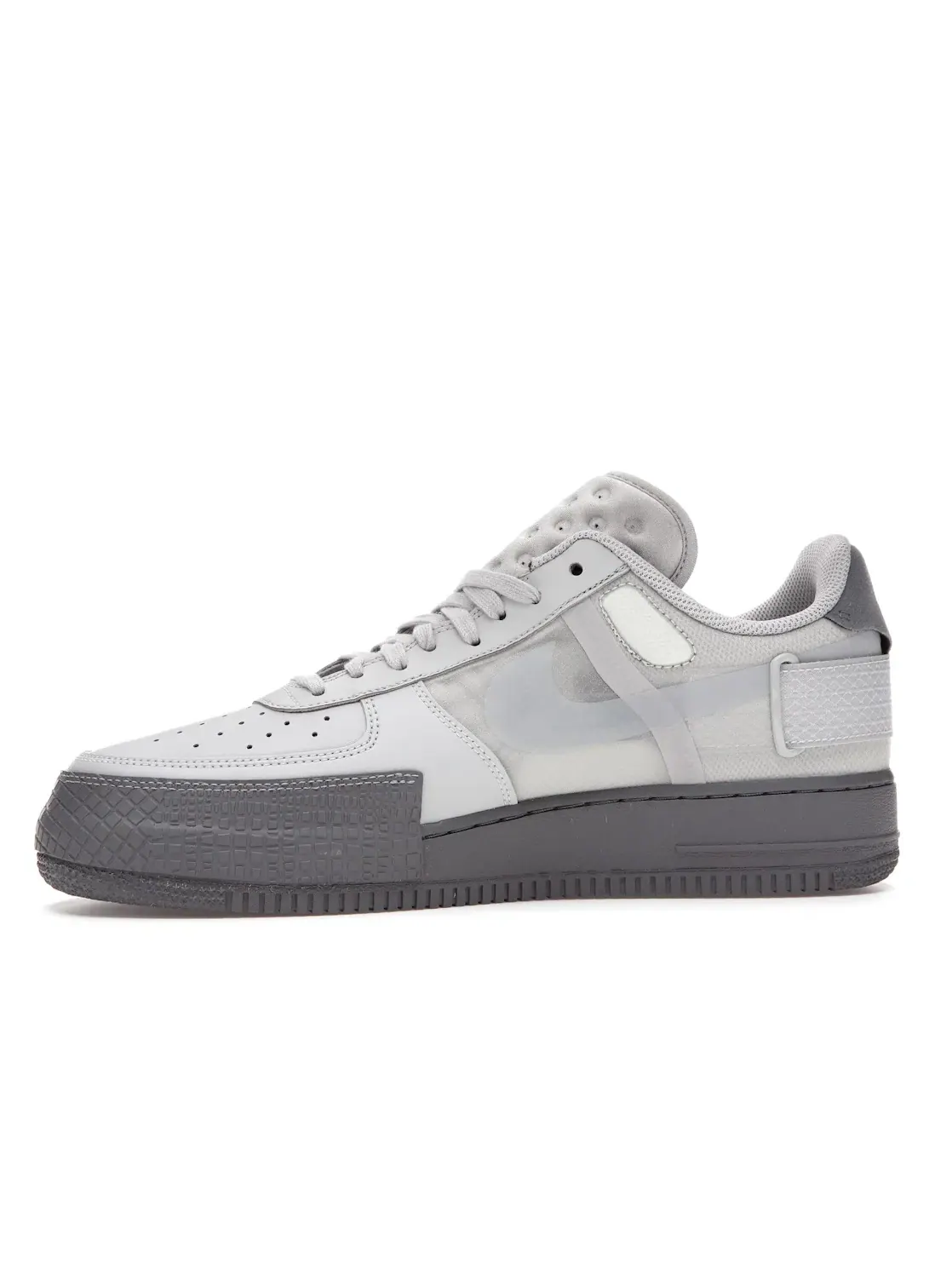 Мужские кроссовки Lifestyle с уникальной системой шнуровки Nike Air Force 1 Type — изображение 3 из 4, серый/серый