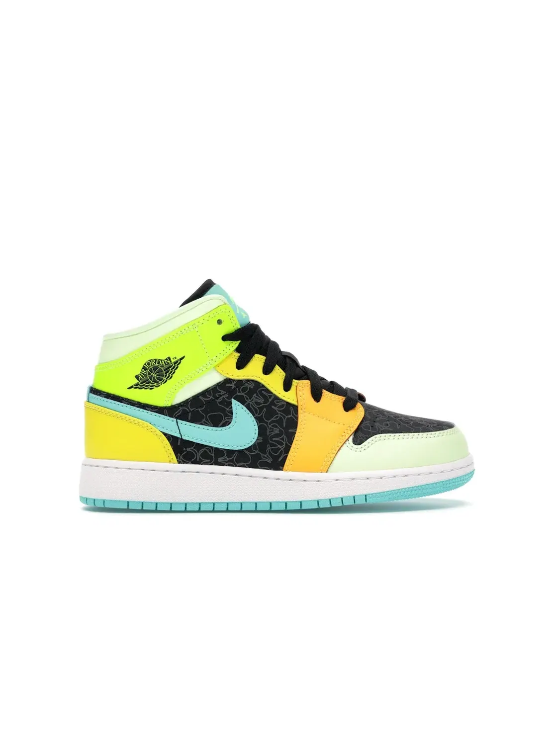 Детские кроссовки Lifestyle с принтом Jordan 1 Mid SE Aurora Green — изображение 1 из 4, черный/зеленый