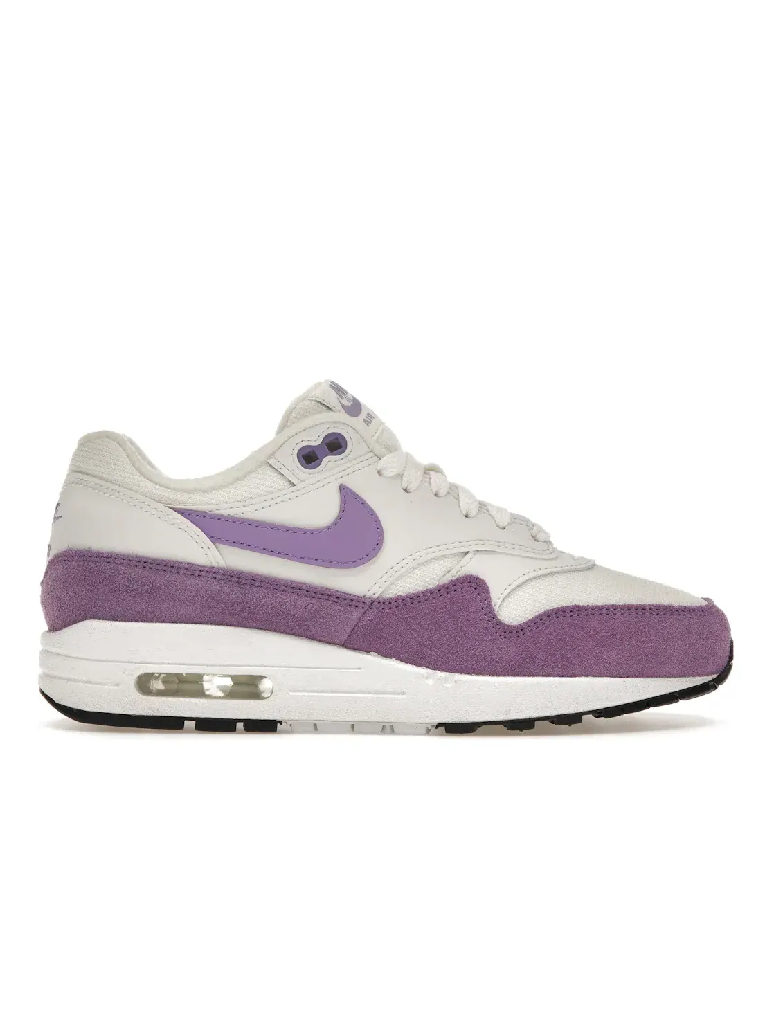 Женские кроссовки Lifestyle с замшевыми вставками Nike Air Max 1 — изображение 1 из 4, белый/фиолетовый-черный