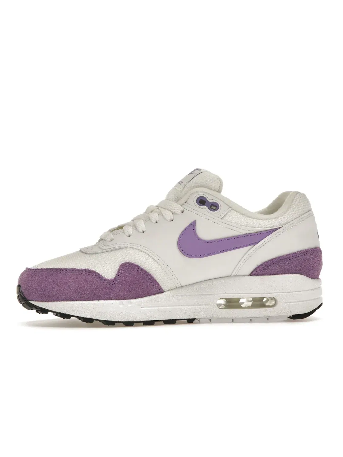 Женские кроссовки Lifestyle с замшевыми вставками Nike Air Max 1 — изображение 3 из 4, белый/фиолетовый-черный