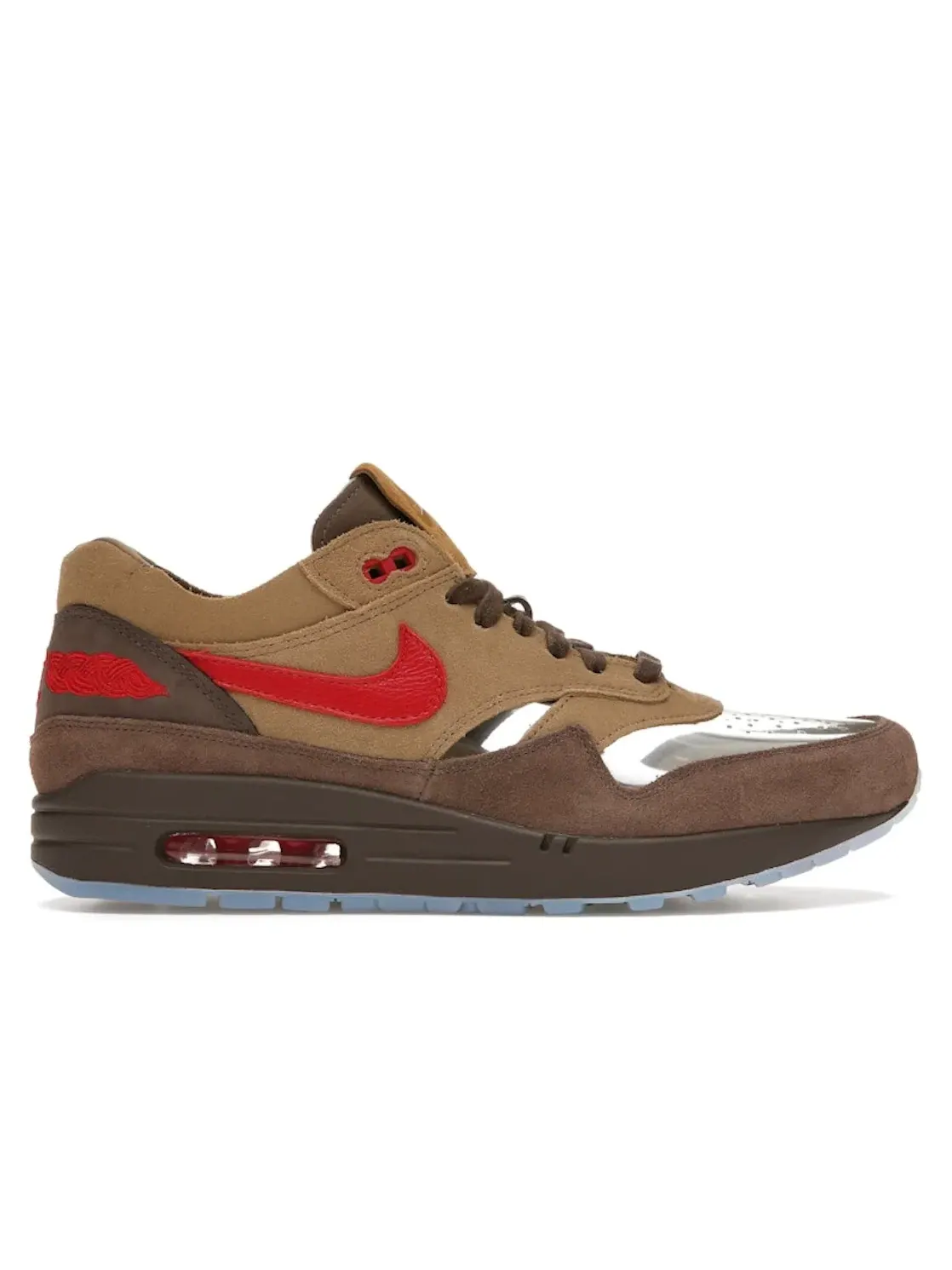 Мужские кроссовки Lifestyle с принтом Nike Air Max 1 CLOT Kiss of Death CHA — изображение 1 из 4, бежевый/красный