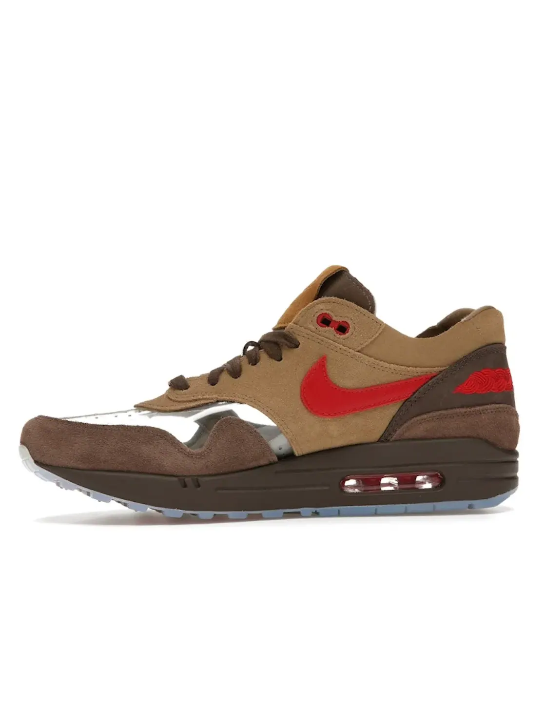 Мужские кроссовки Lifestyle с принтом Nike Air Max 1 CLOT Kiss of Death CHA — изображение 3 из 4, бежевый/красный