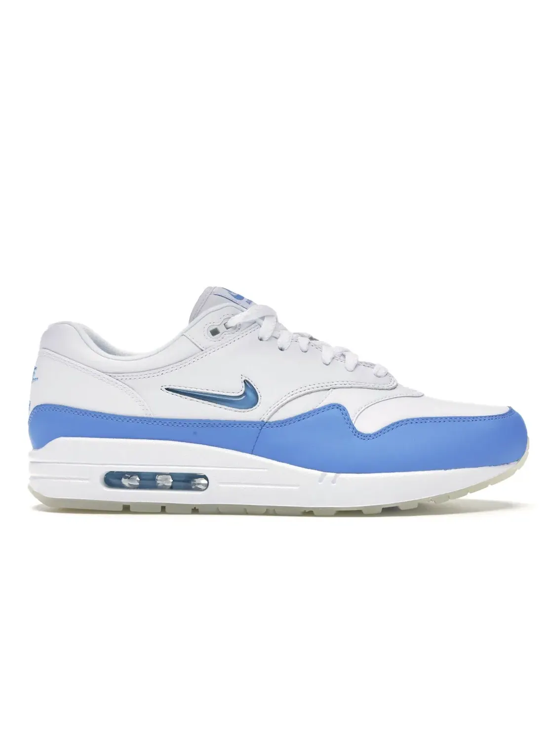 Мужские кроссовки Lifestyle с премиальной кожи Nike Air Max 1 Jewel — изображение 1 из 4, белый/синий-синий