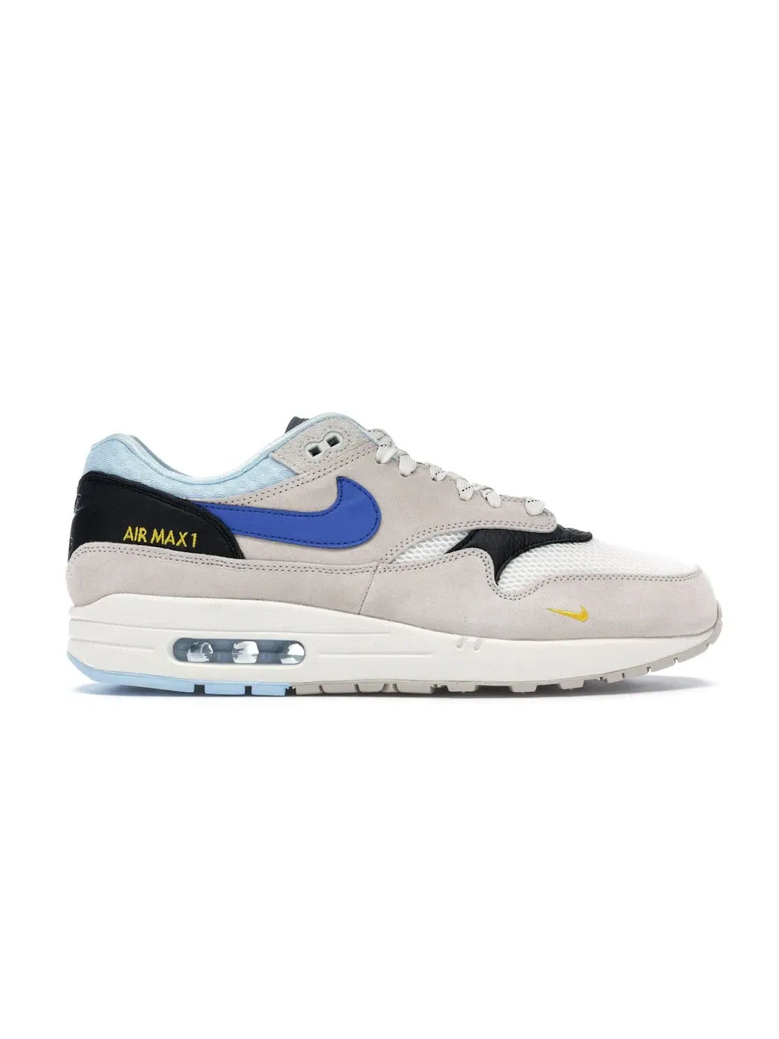 Мужские кроссовки Lifestyle с замшей и сеткой Nike Air Max 1 — изображение 1 из 4, бежевый/синий-черный