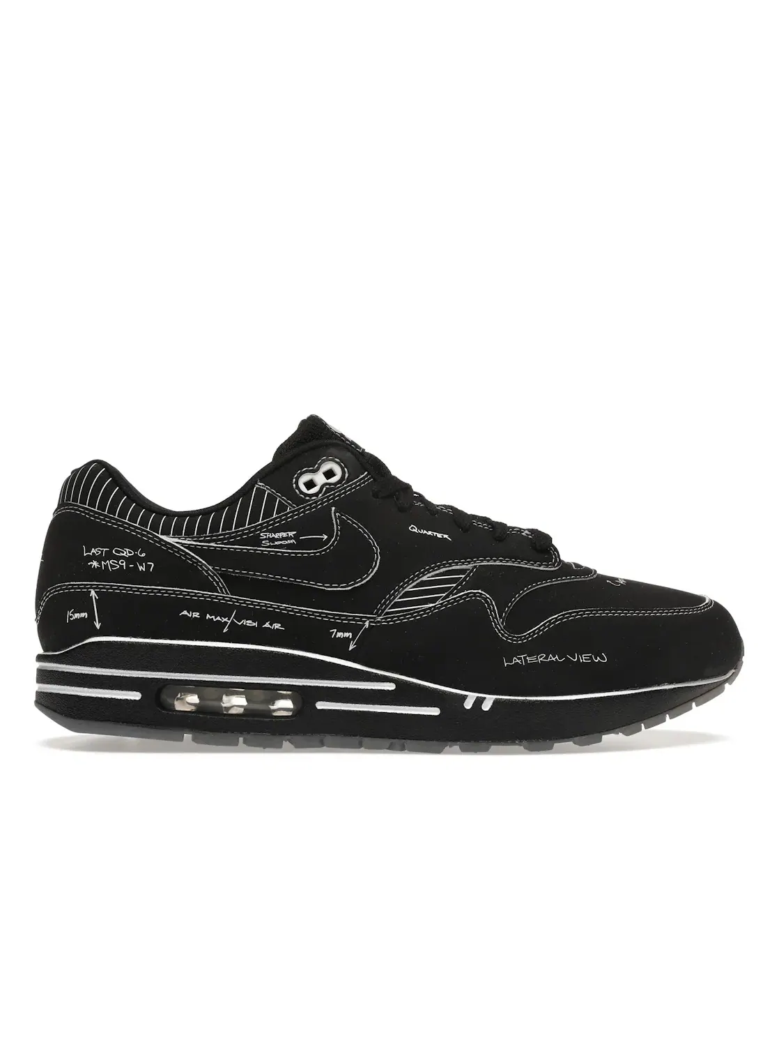 Мужские кроссовки Lifestyle с дизайном от Tinker Hatfield Nike Air Max 1 — изображение 1 из 4, черный/черный-белый