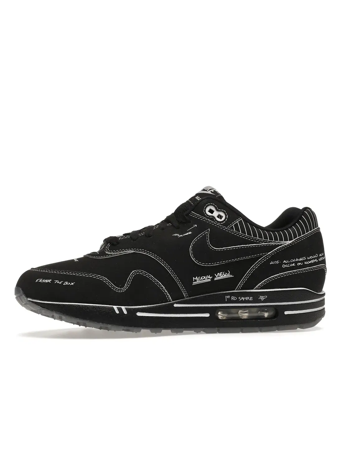Мужские кроссовки Lifestyle с дизайном от Tinker Hatfield Nike Air Max 1 — изображение 3 из 4, черный/черный-белый