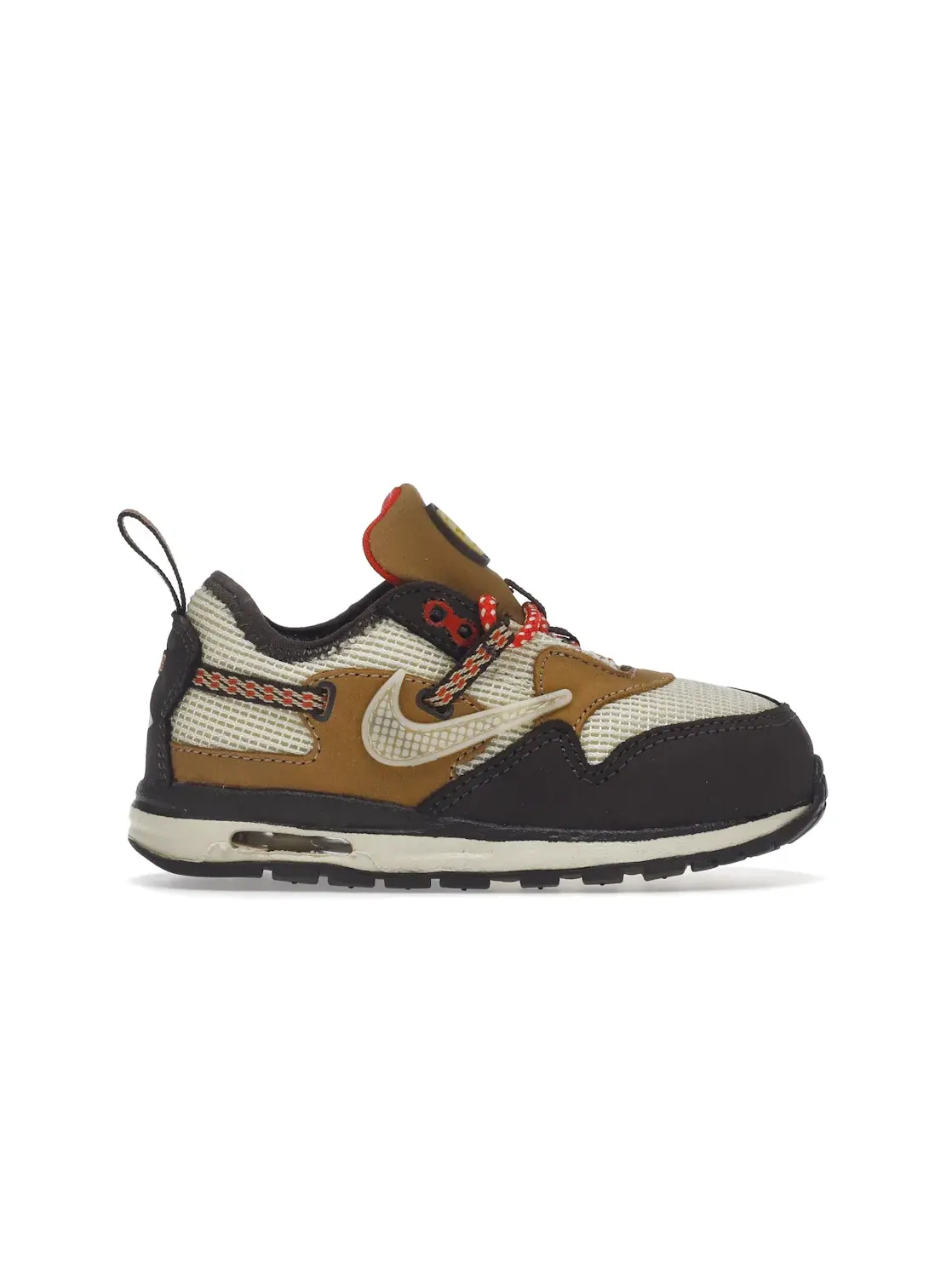 Детские кроссовки Lifestyle с принтом Nike Air Max 1 Travis Scott Cactus Jack — изображение 1 из 4, коричневый///красный