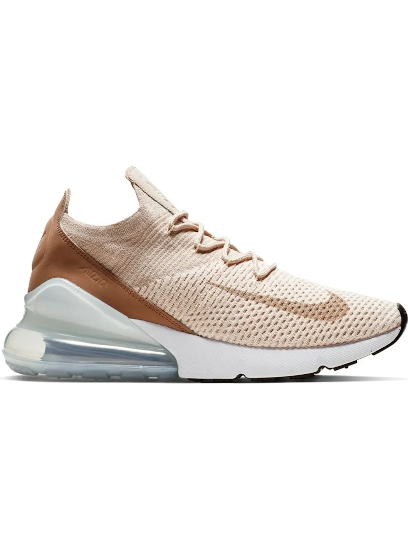 Женские кроссовки с верхом Flyknit Nike Air Max 270 Flyknit Nike — изображение 1 из 1, белый-бежевый