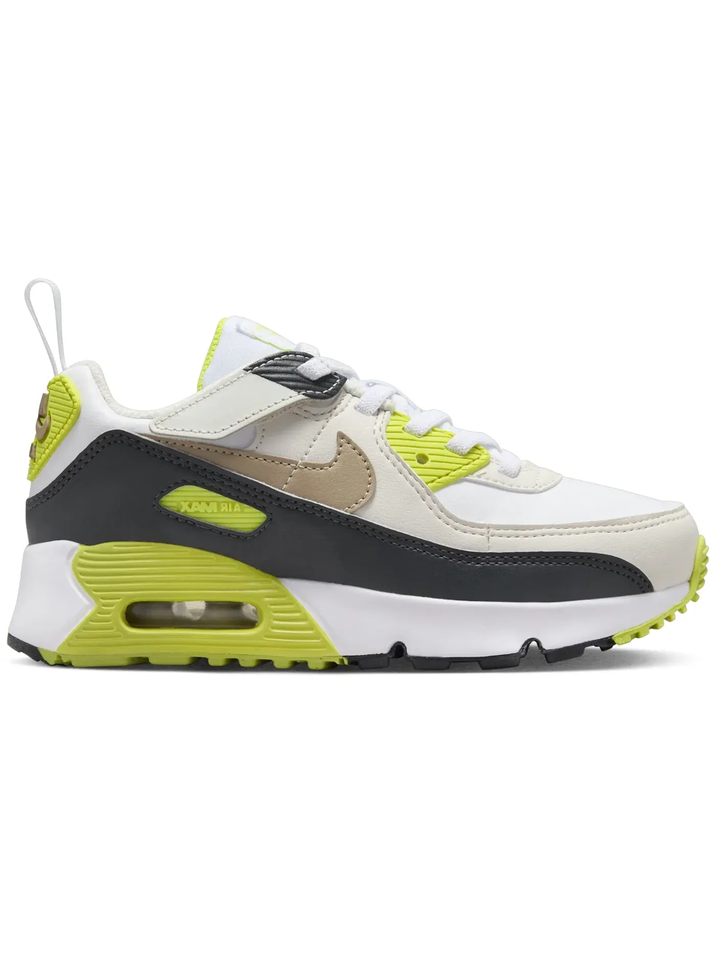 Детские кроссовки Lifestyle с системой EasyOn Nike Air Max 90 — изображение 1 из 1, белый//темный серый/хаки