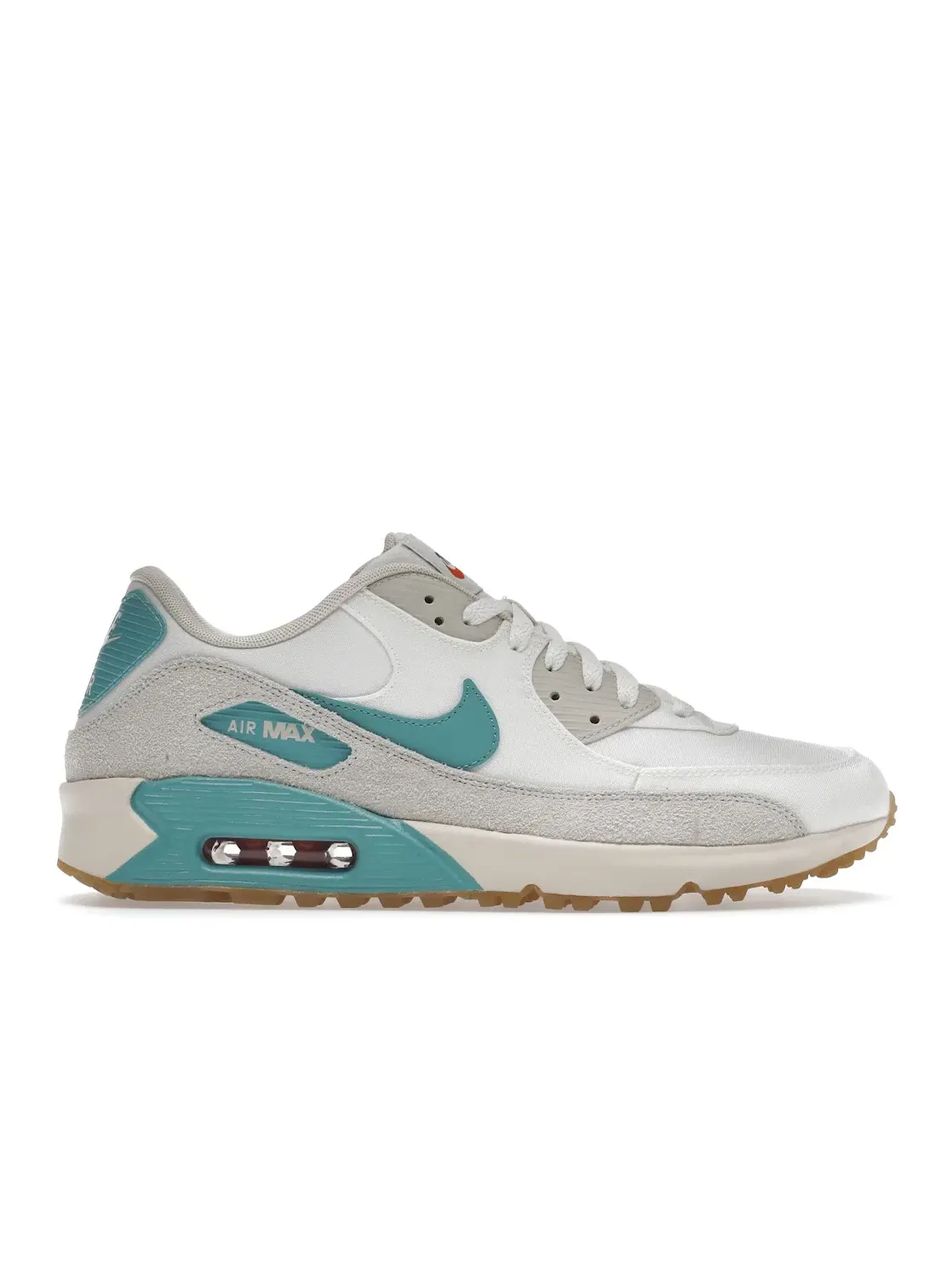 Мужские кроссовки для гольфа с водоотталкивающим верхом Nike Air Max 90 Golf, Sail/Washed Teal/Gum — изображение 1 из 4