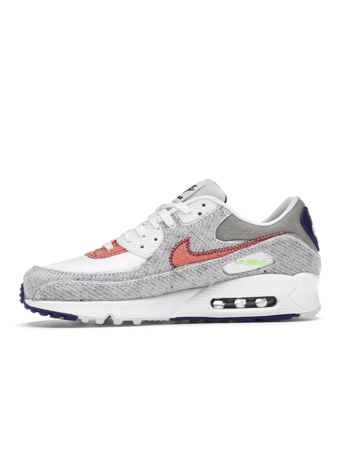 Мужские кроссовки с принтом Nike Air Max 90 Nike — изображение 3 из 4, белый/зеленый/фиолетовый