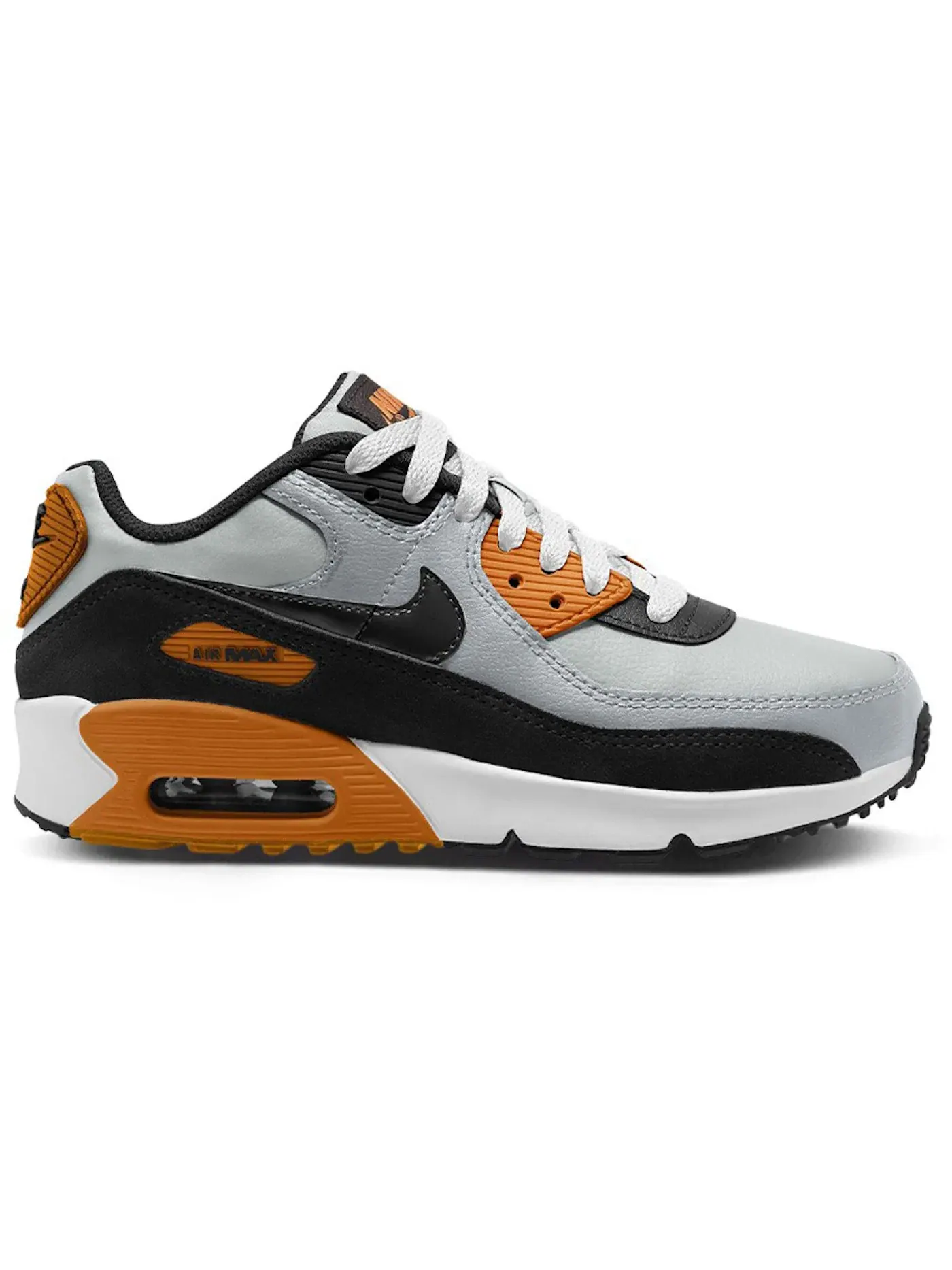 Детские кроссовки Lifestyle с кожаным верхом Nike Air Max 90 Leather — изображение 1 из 1, платиновый/белый//черный