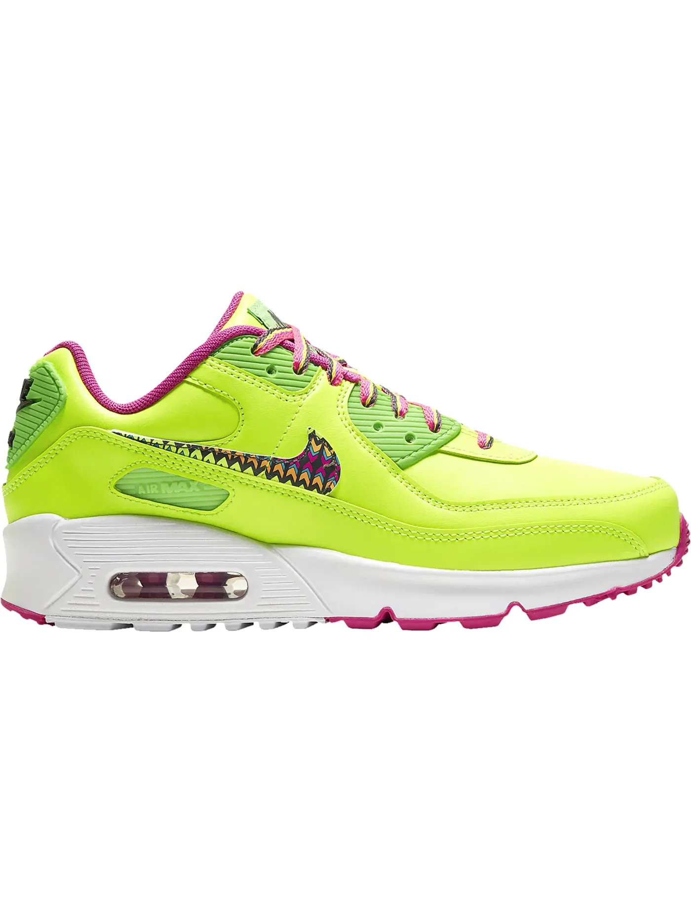 Детские кроссовки Lifestyle с амортизацией Nike Air Max 90 Leather — изображение 1 из 1, розовый/зеленый/мульти