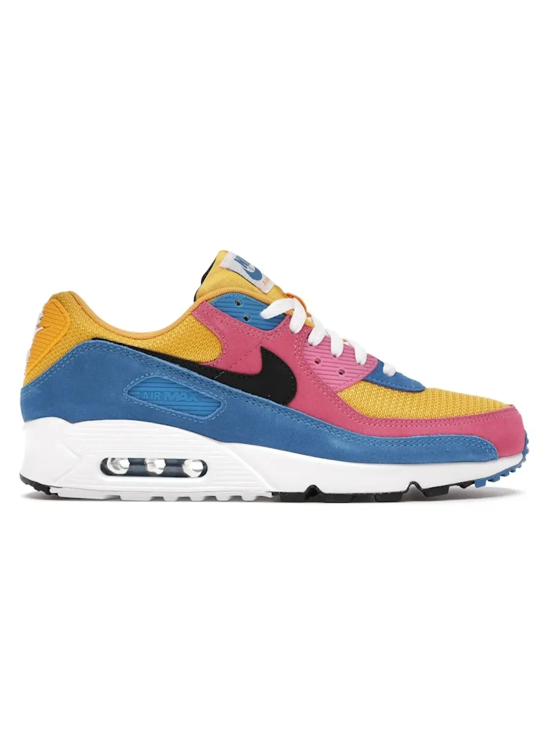 Мужские кроссовки с разноцветным принтом Nike Air Max 90 — изображение 1 из 4, желтый/синий-белый