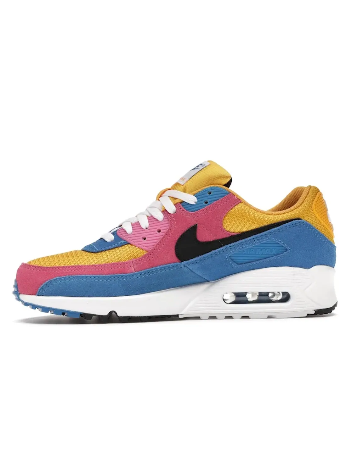 Мужские кроссовки с разноцветным принтом Nike Air Max 90 — изображение 3 из 4, желтый/синий-белый
