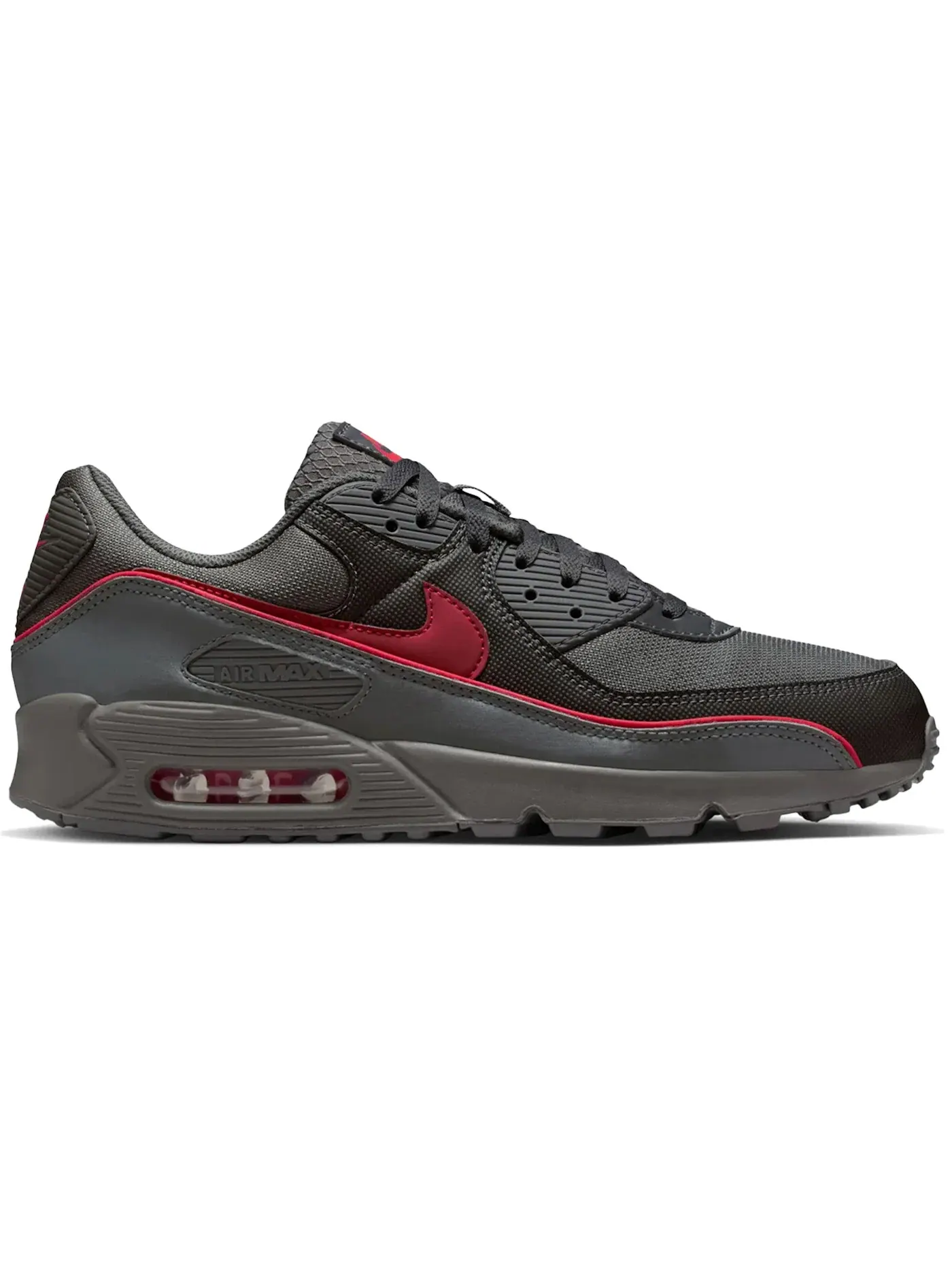 Мужские кроссовки Lifestyle с контрастными вставками Nike Air Max 90 Premium — изображение 1 из 1, серый/красный/черный