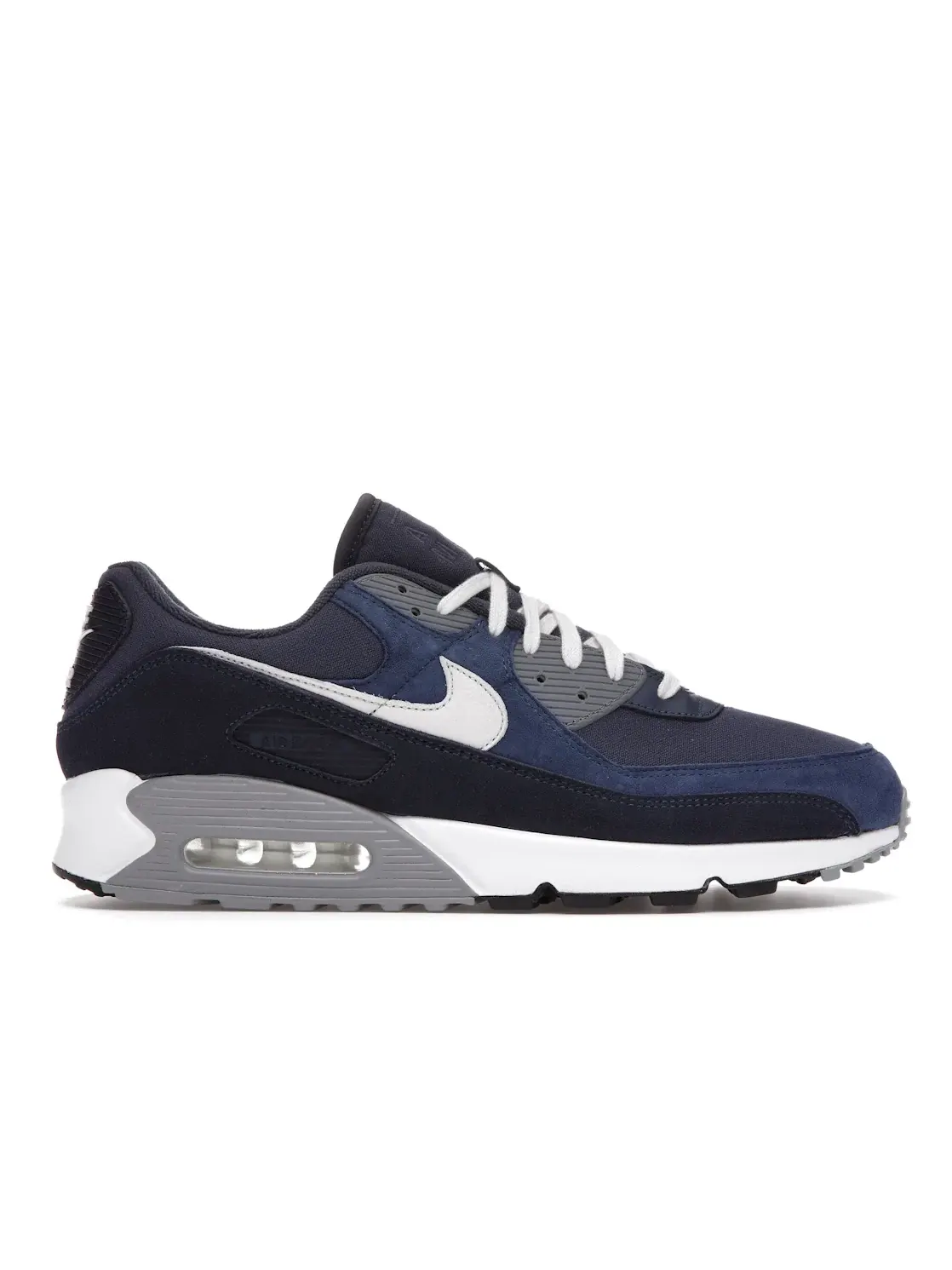 Мужские кроссовки Lifestyle с видимой подушкой Air Max 90 Premium Nike — изображение 1 из 4, белый-темно-синий