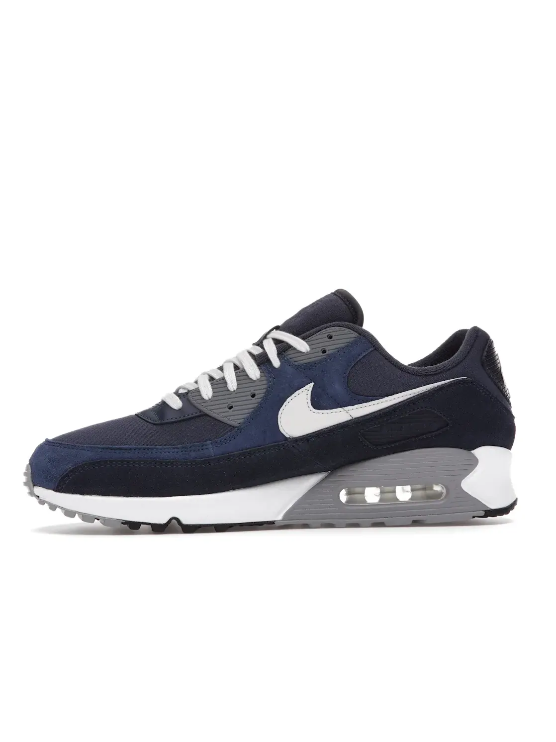 Мужские кроссовки Lifestyle с видимой подушкой Air Max 90 Premium Nike — изображение 3 из 4, белый-темно-синий