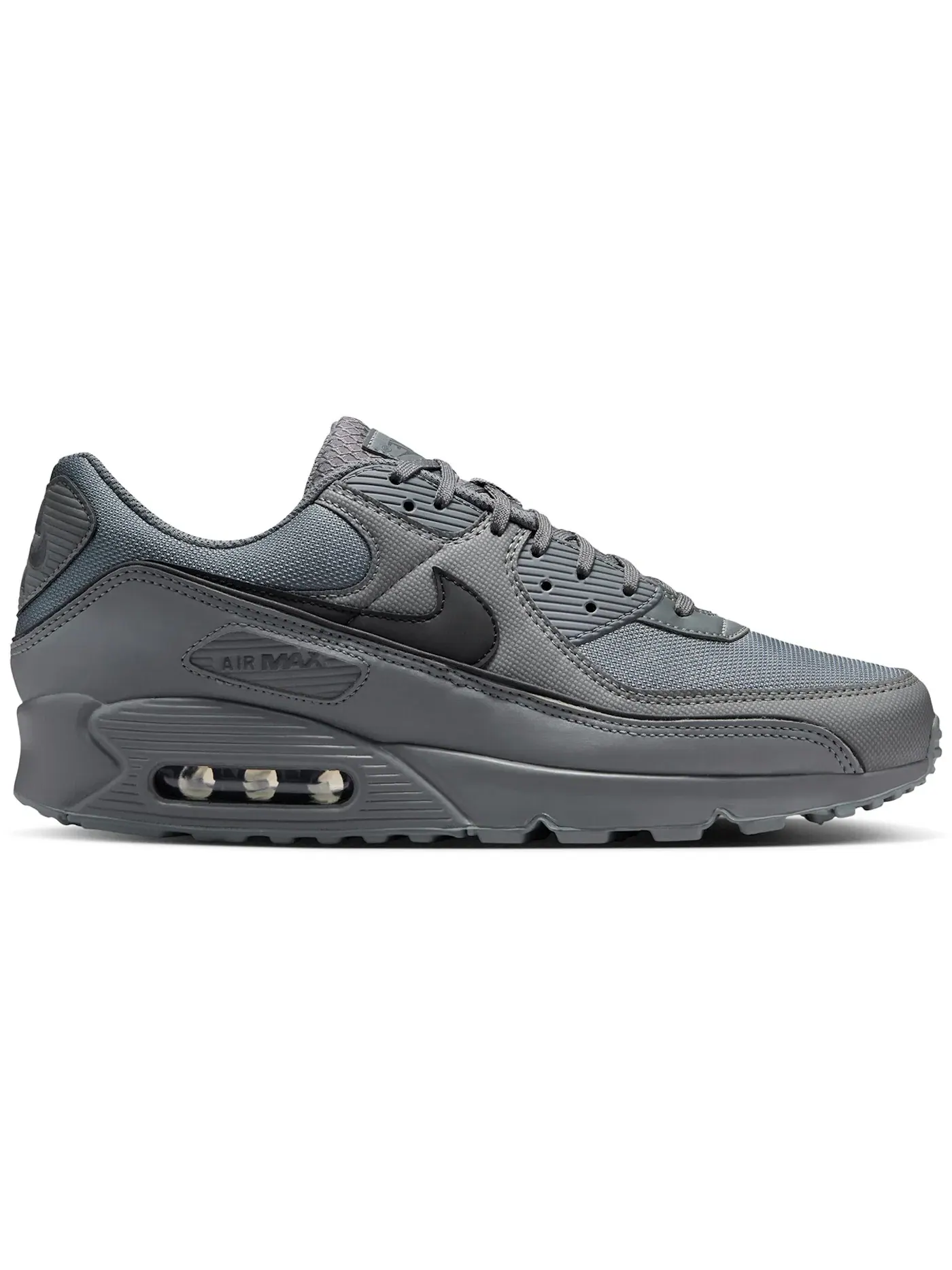 Мужские кроссовки с длинным шнурованием Nike Air Max 90 Premium — изображение 1 из 1, серый/серый/черный