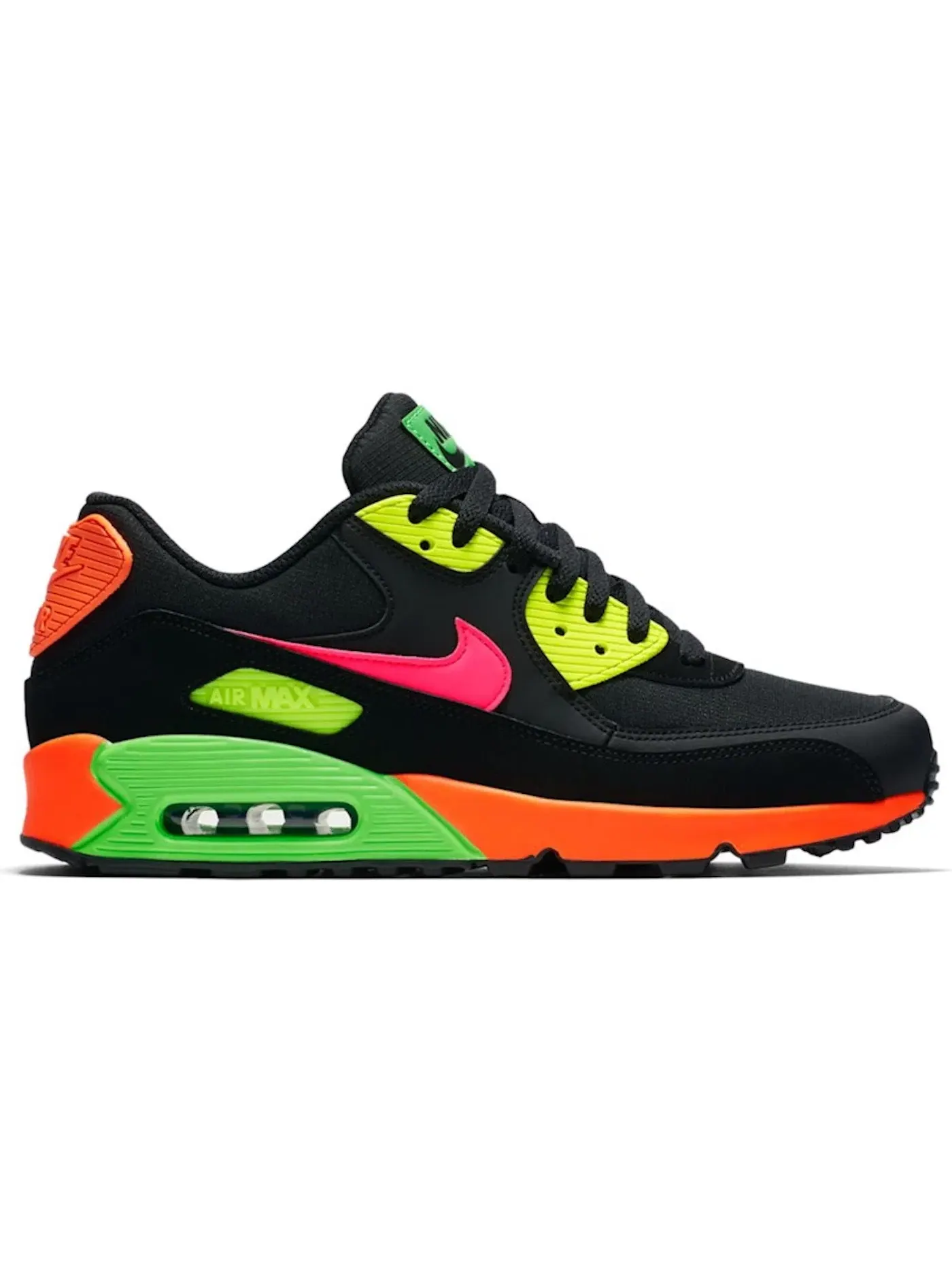 Мужские кроссовки Lifestyle с контрастными акцентами Nike Air Max 90 — изображение 1 из 1, черный/розовый--зеленый