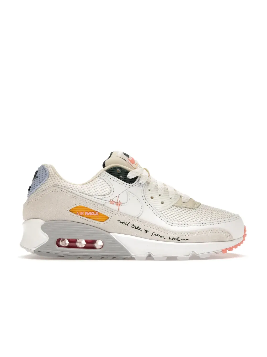 Женские кроссовки Lifestyle Nike Air Max 90 — изображение 1 из 4, белый/зеленый//белый