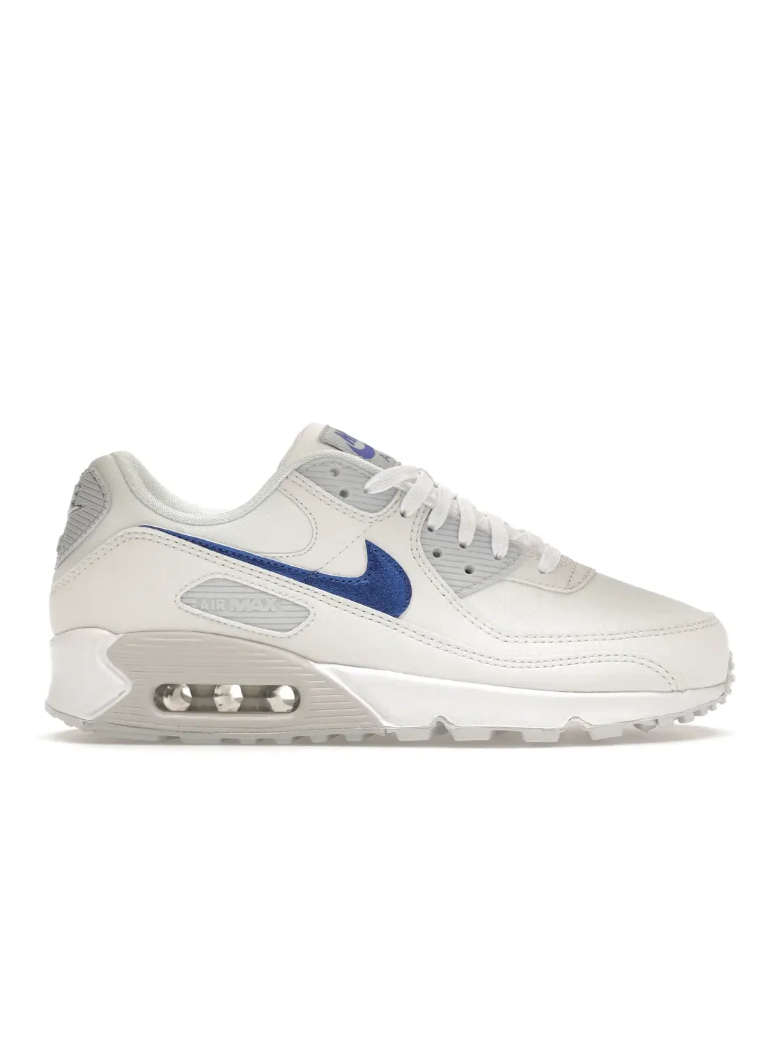 Женские кроссовки с перфорацией Nike Air Max 90 — изображение 1 из 4, белый/платиновый/синий