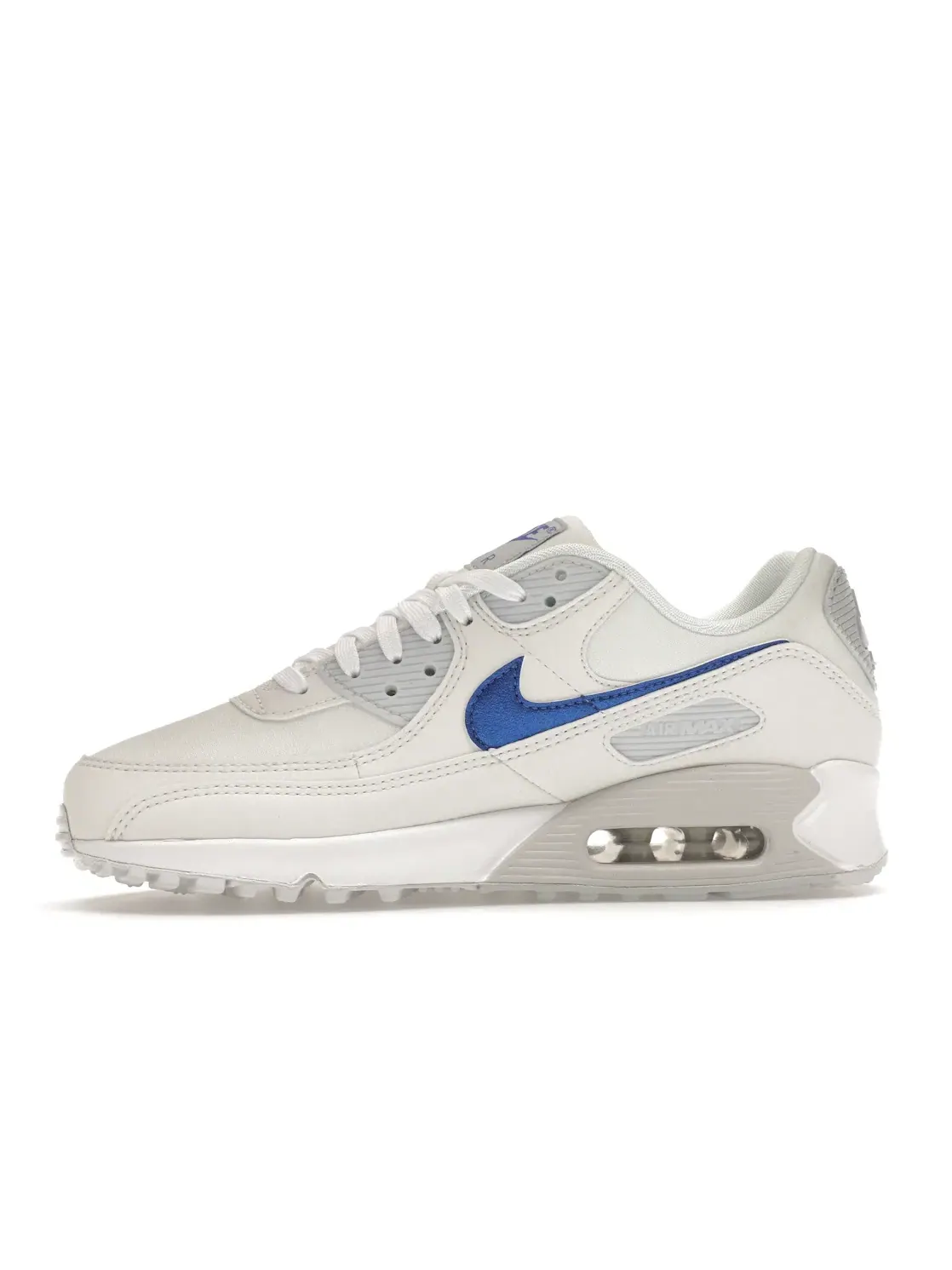 Женские кроссовки с перфорацией Nike Air Max 90 — изображение 3 из 4, белый/платиновый/синий