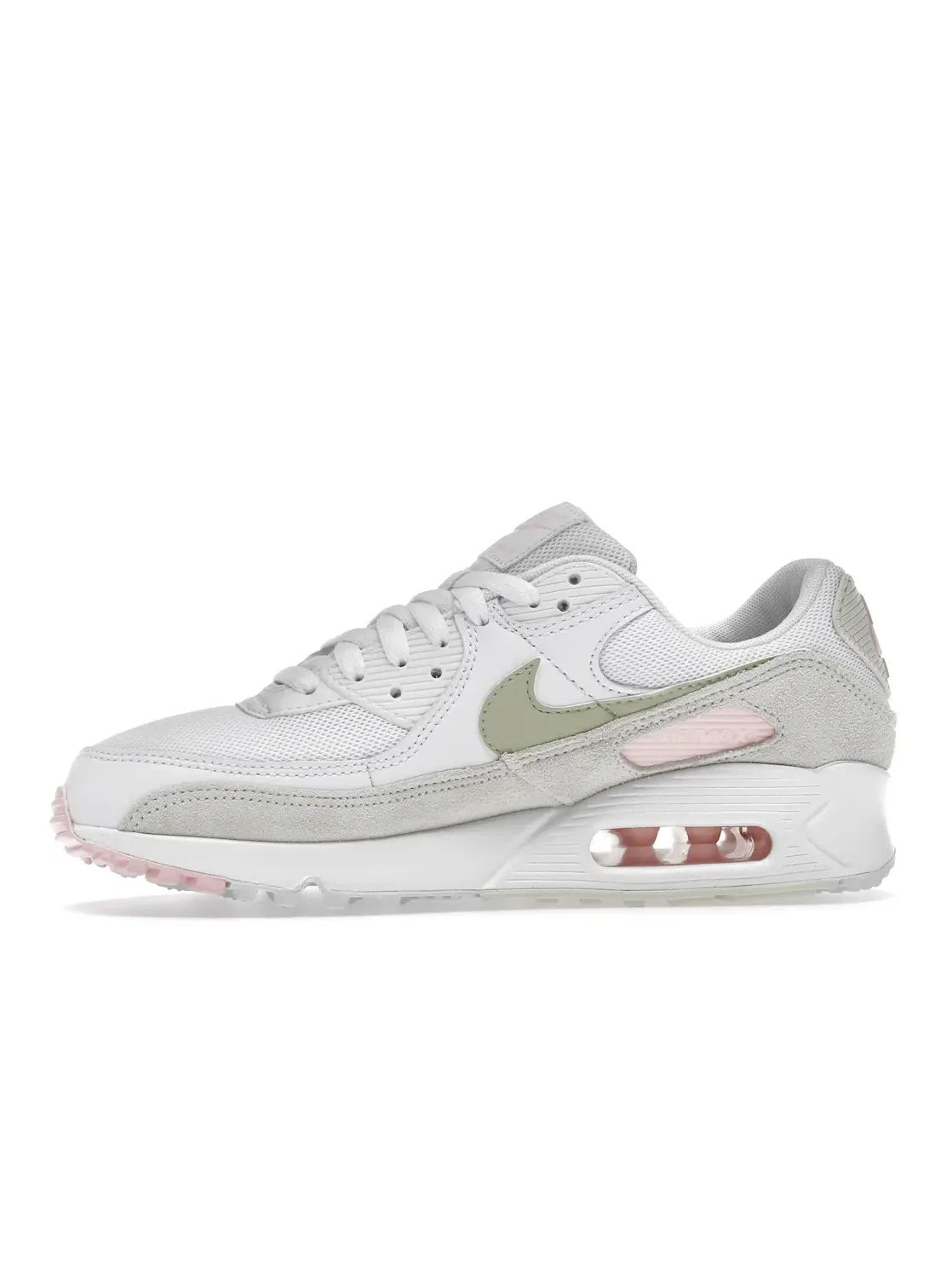Женские кроссовки с амортизацией Nike Air Max 90 Nike — изображение 3 из 4, белый/оливковый-розовый