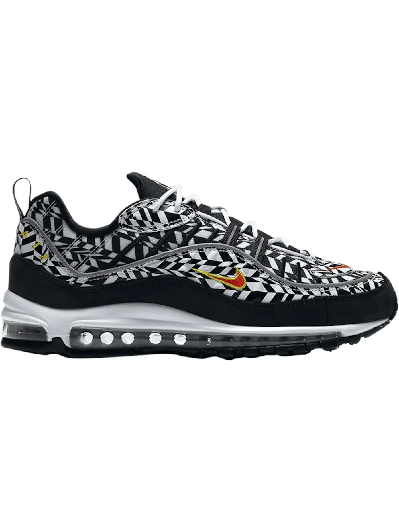 Мужские кроссовки Lifestyle с принтом Nike Air Max 98 — изображение 1 из 1, белый/оранжевый-черный