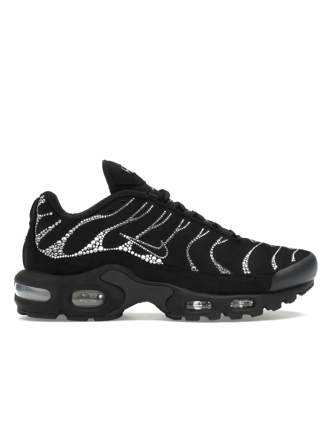 Женские кроссовки с кристаллами Swarovski Nike Air Max Plus — изображение 1 из 4, черный/белый/черный