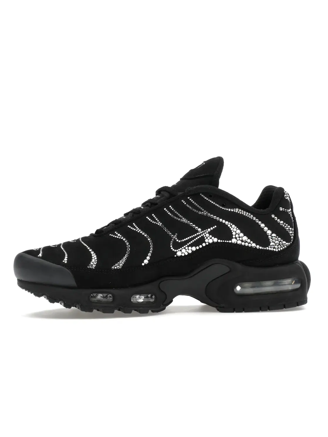 Женские кроссовки с кристаллами Swarovski Nike Air Max Plus — изображение 3 из 4, черный/белый/черный