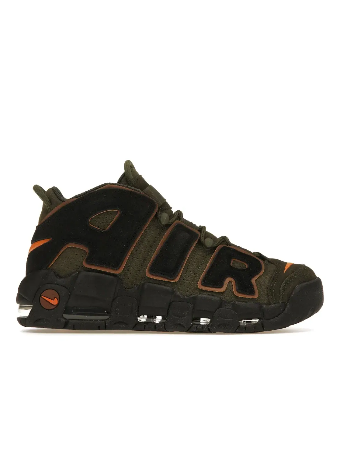 Мужские кроссовки Lifestyle Nike Air More Uptempo 96 — изображение 1 из 4, хаки/черный--оранжевый