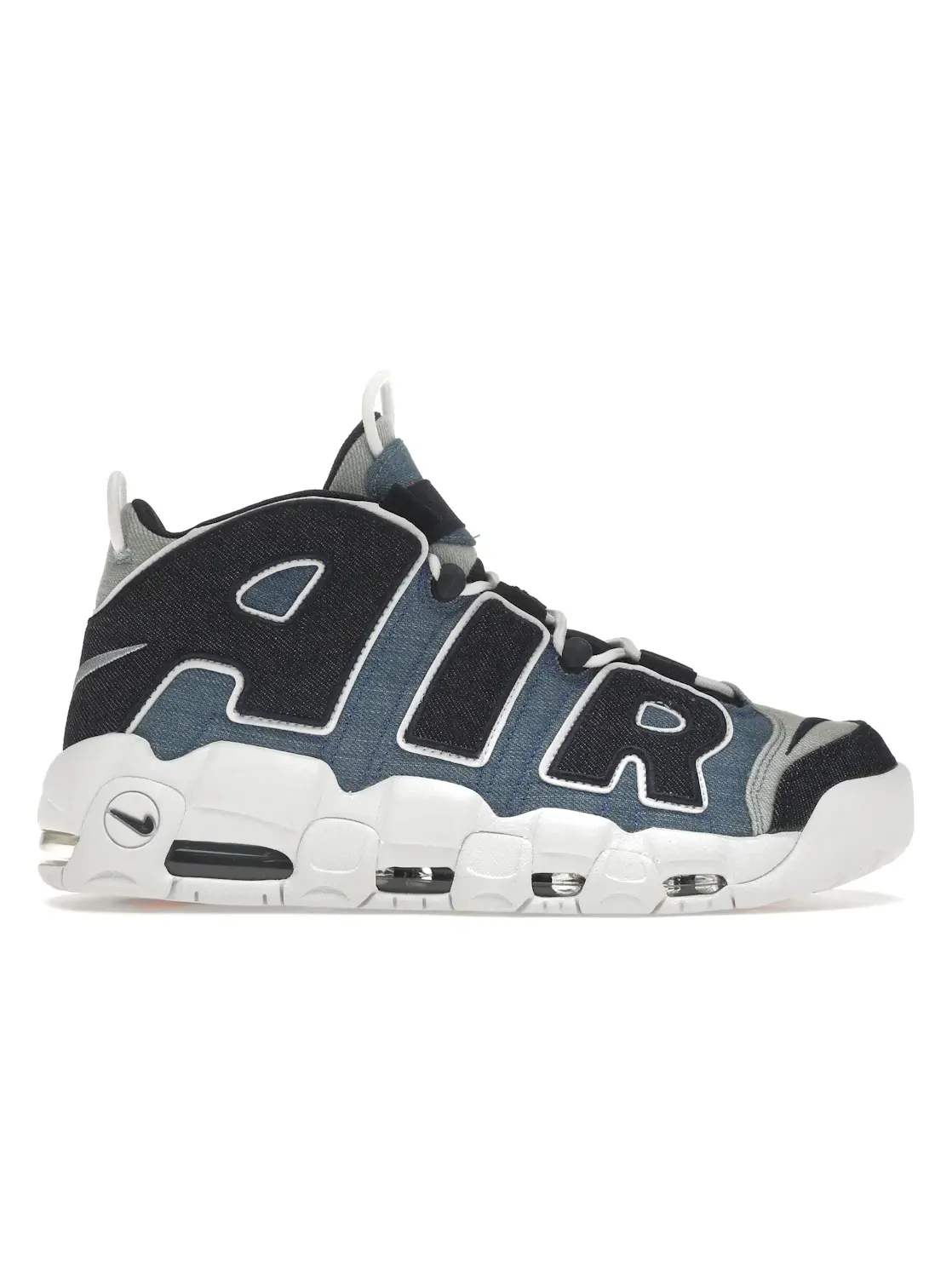 Мужские кроссовки с джинсовым верхом Nike Air More Uptempo 96 Denim Nike — изображение 1 из 4, белый/-оранжевый