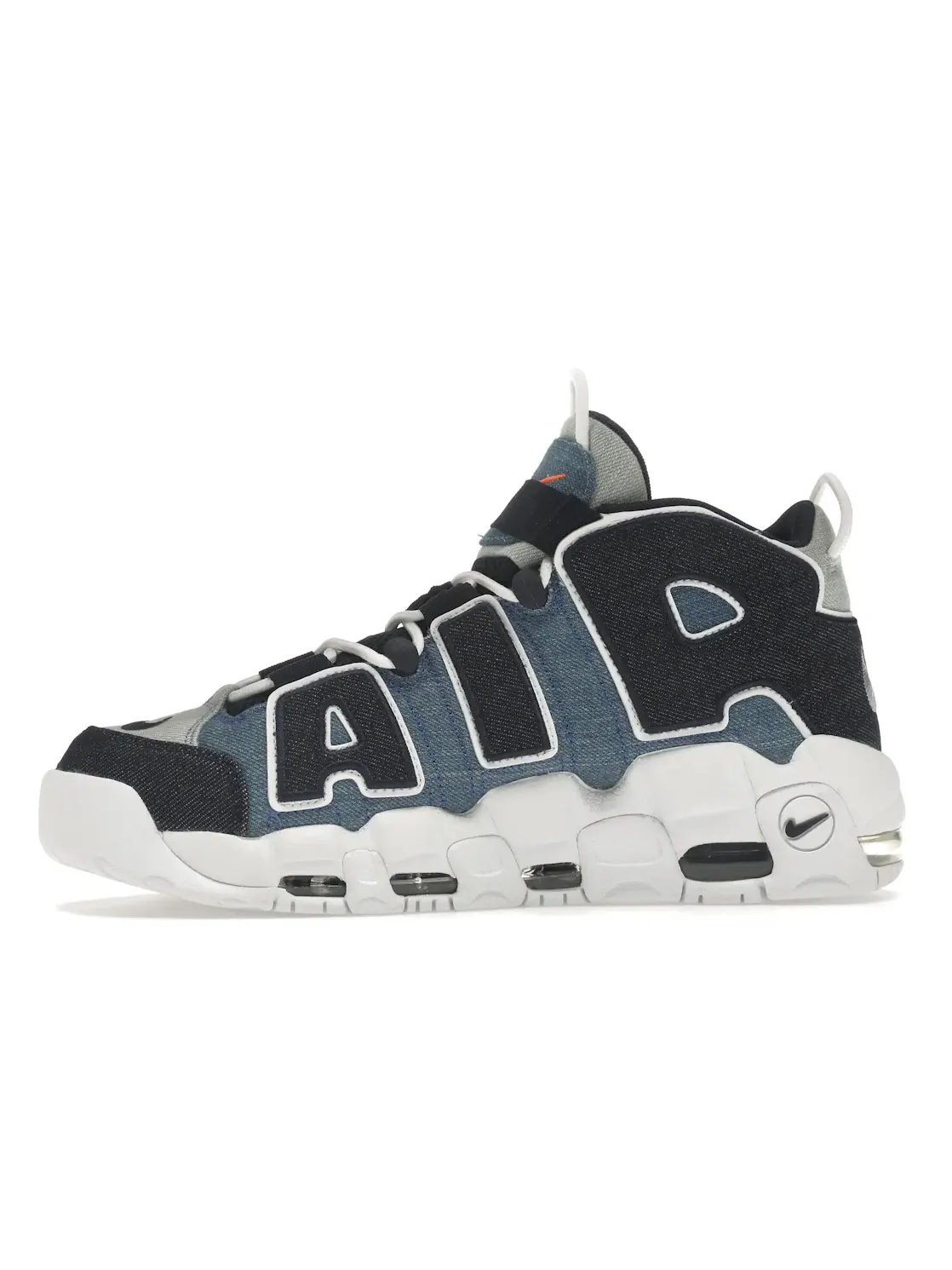Мужские кроссовки с джинсовым верхом Nike Air More Uptempo 96 Denim Nike — изображение 3 из 4, белый/-оранжевый