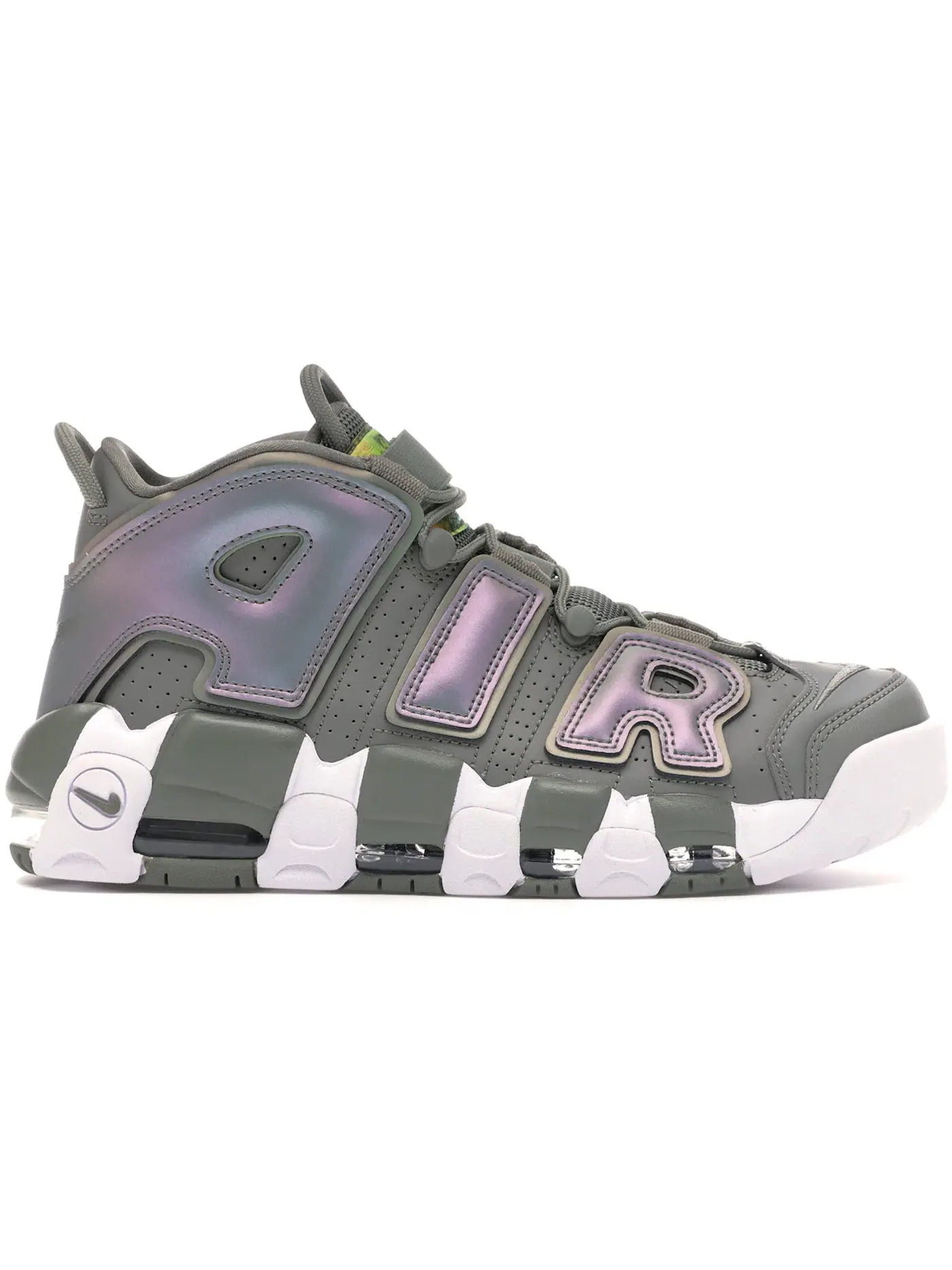 Женские кроссовки с переливающимися элементами Nike Air More Uptempo — изображение 1 из 1, темный/белый-черный