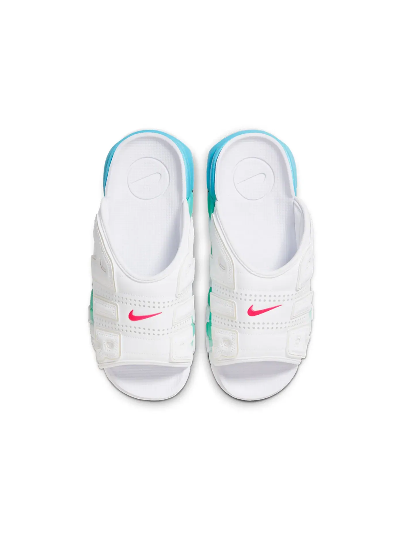 Мужские шлепанцы Nike Air More Uptempo Slide — изображение 2 из 3, белый/голубой