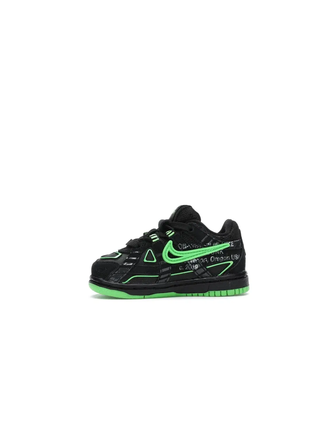 Детские кроссовки Lifestyle Nike Air Rubber Dunk Off-White Green Strike — изображение 3 из 4, черный/белый-зеленый