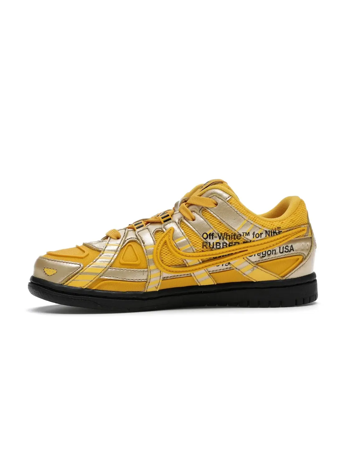 Детские кроссовки с деконструированным дизайном Nike Air Rubber Dunk Off-White University Gold Nike — изображение 3 из 4
