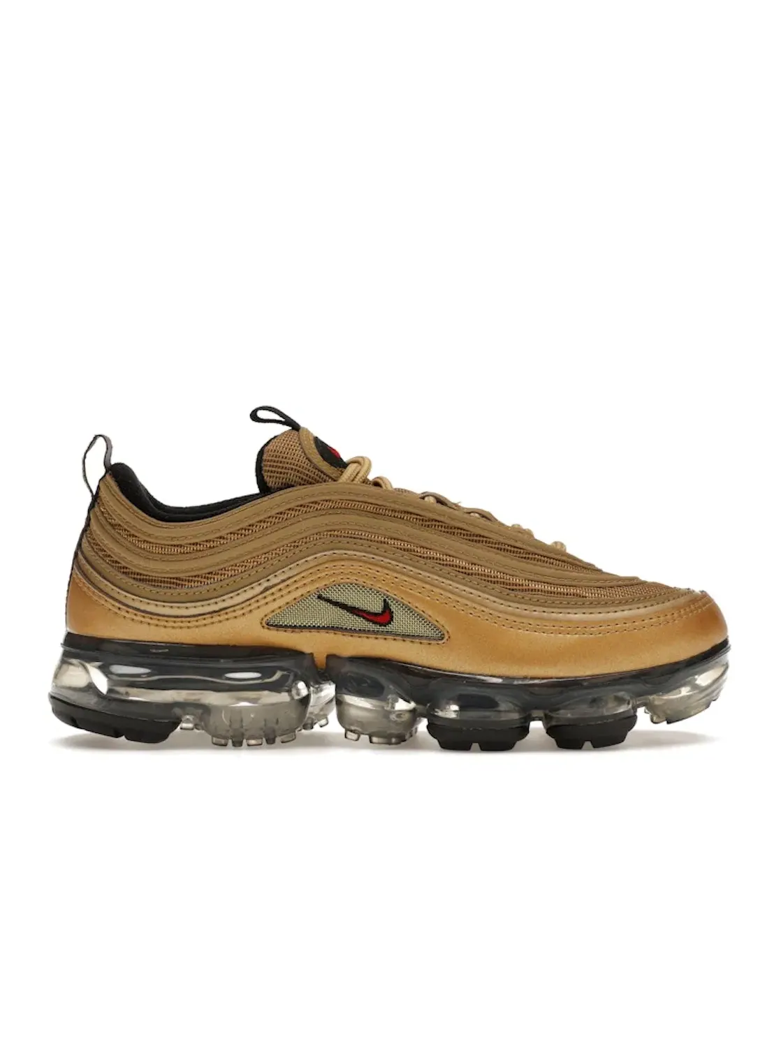 Детские кроссовки гибридные с металлическим верхом Nike Air VaporMax 97 Metallic Gold — изображение 1 из 4