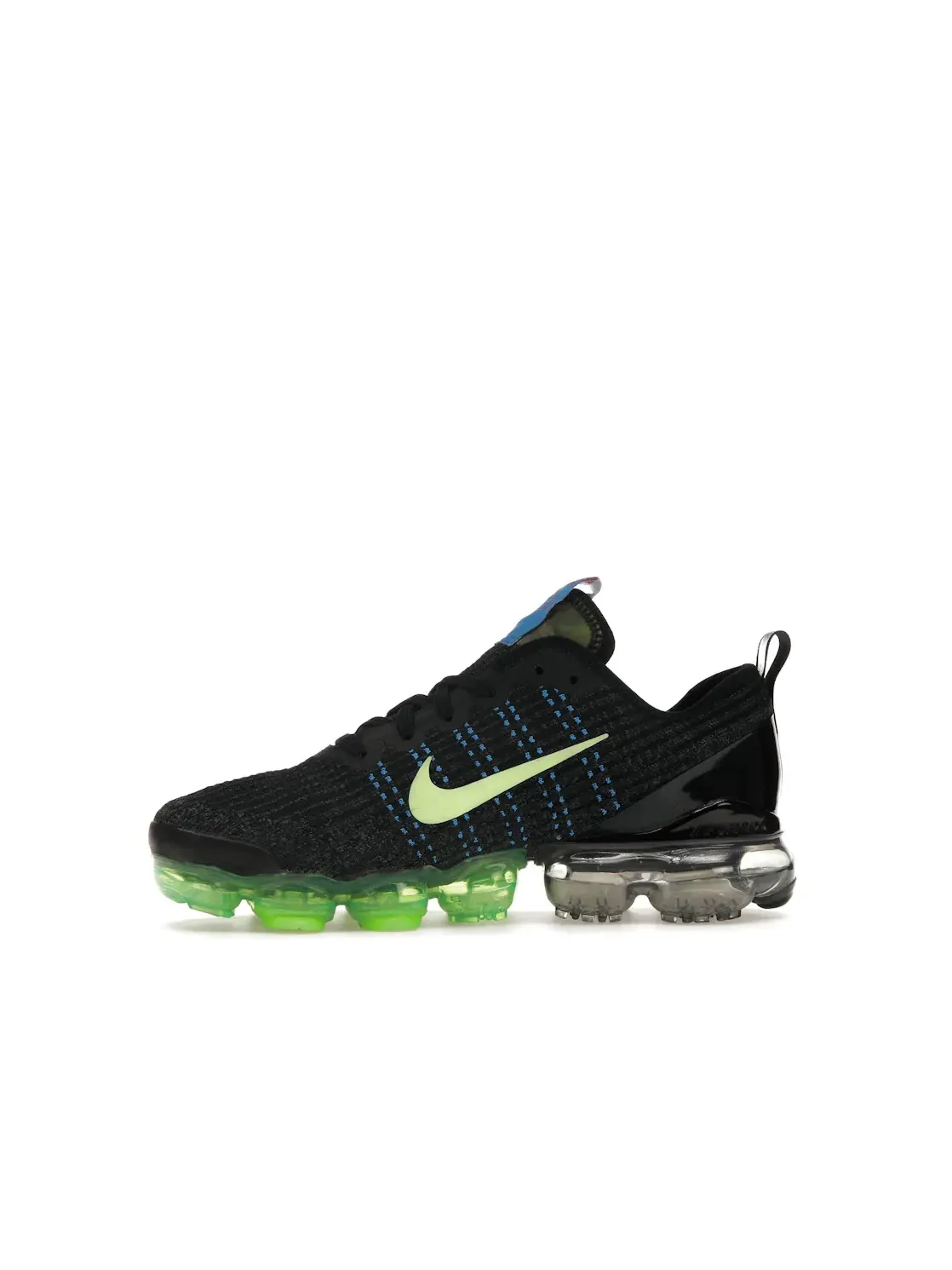 Детские кроссовки Lifestyle с амортизацией Nike Air VaporMax Flyknit 3 Nike — изображение 3 из 4, черный/синий-зеленый