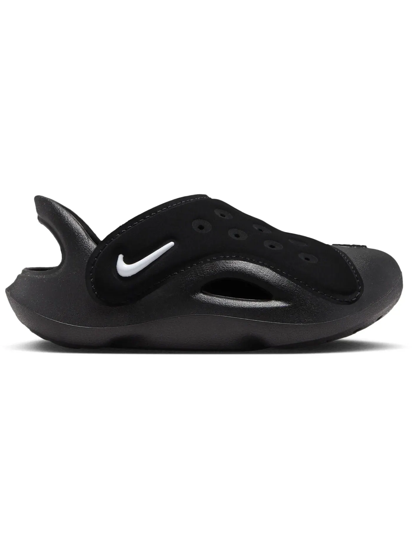 Детские шлепанцы с логотипом Nike Aqua Swoosh Nike — изображение 1 из 1, черный//белый