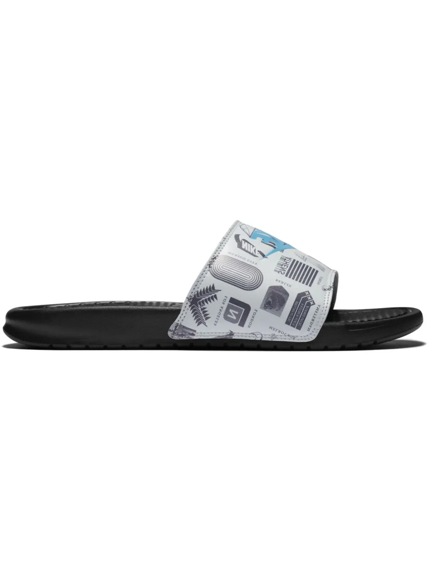 Мужские шлепанцы с логотипом Nike Benassi JDI — изображение 1 из 1, черный/белый/серый/синий