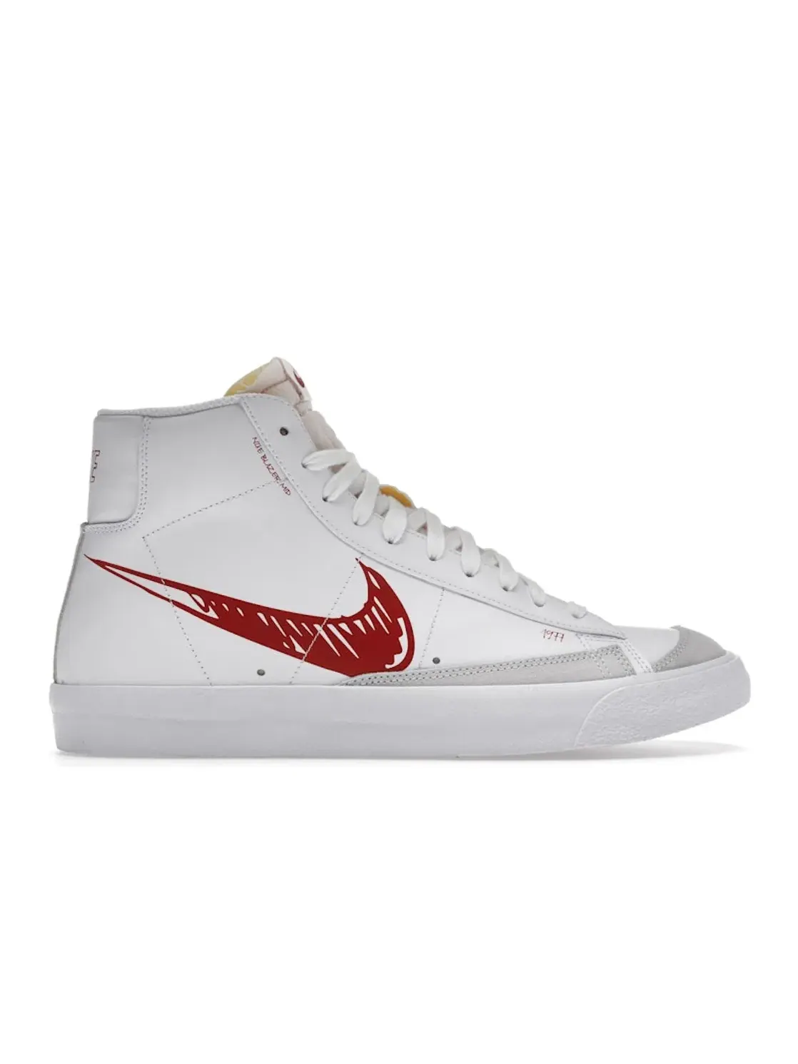 Мужские кроссовки высокие с принтом Nike Blazer Mid 77 — изображение 1 из 4, белый/красный