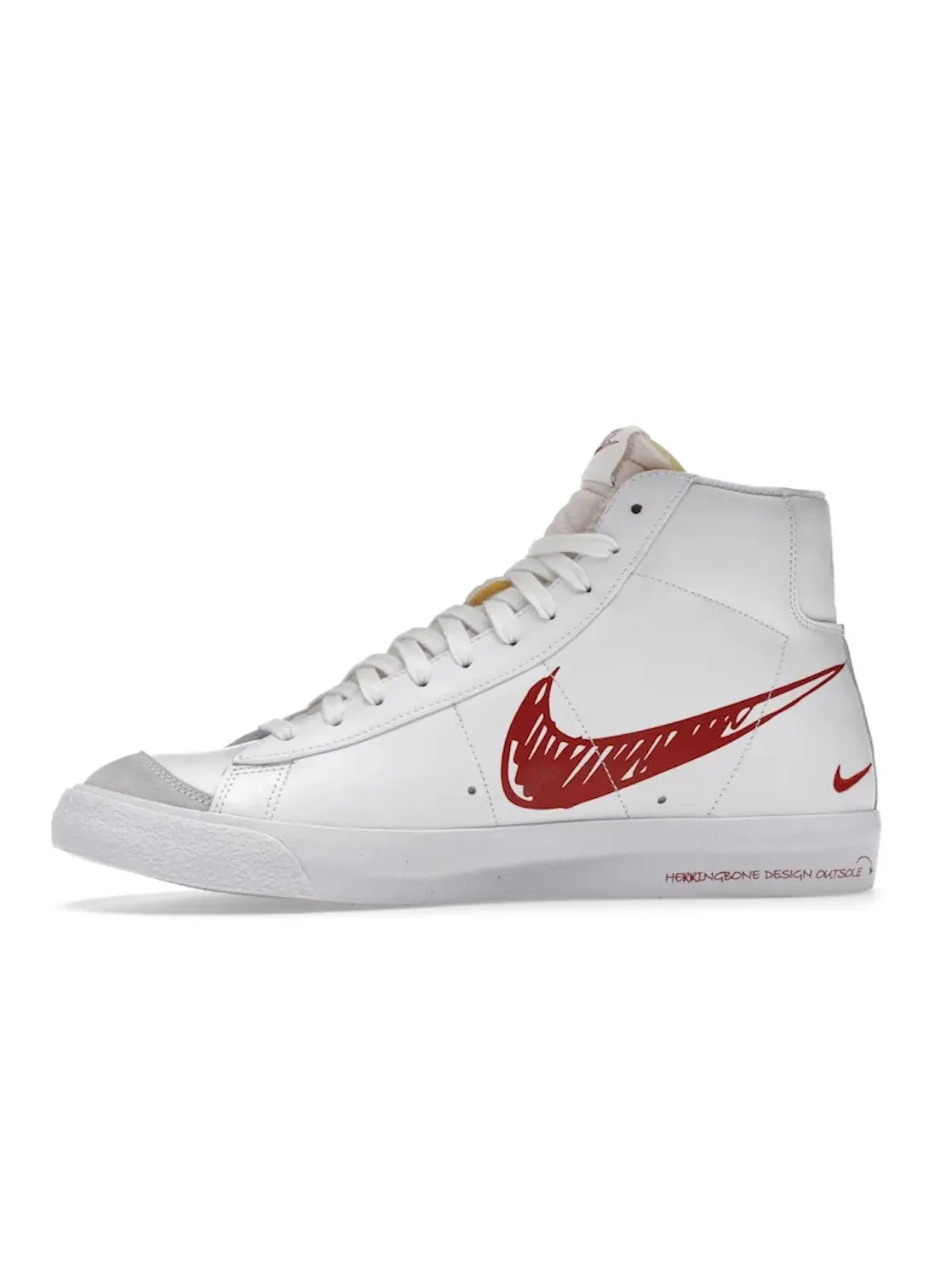 Мужские кроссовки высокие с принтом Nike Blazer Mid 77 — изображение 3 из 4, белый/красный