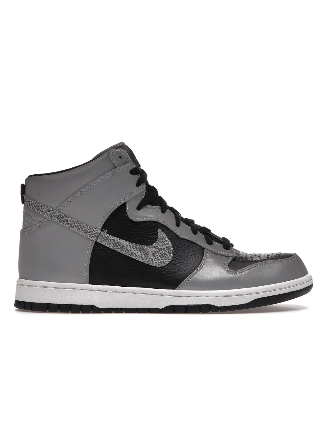 Мужские кроссовки с принтом под змеиную кожу Nike Dunk High — изображение 1 из 4, белый черный серебристый