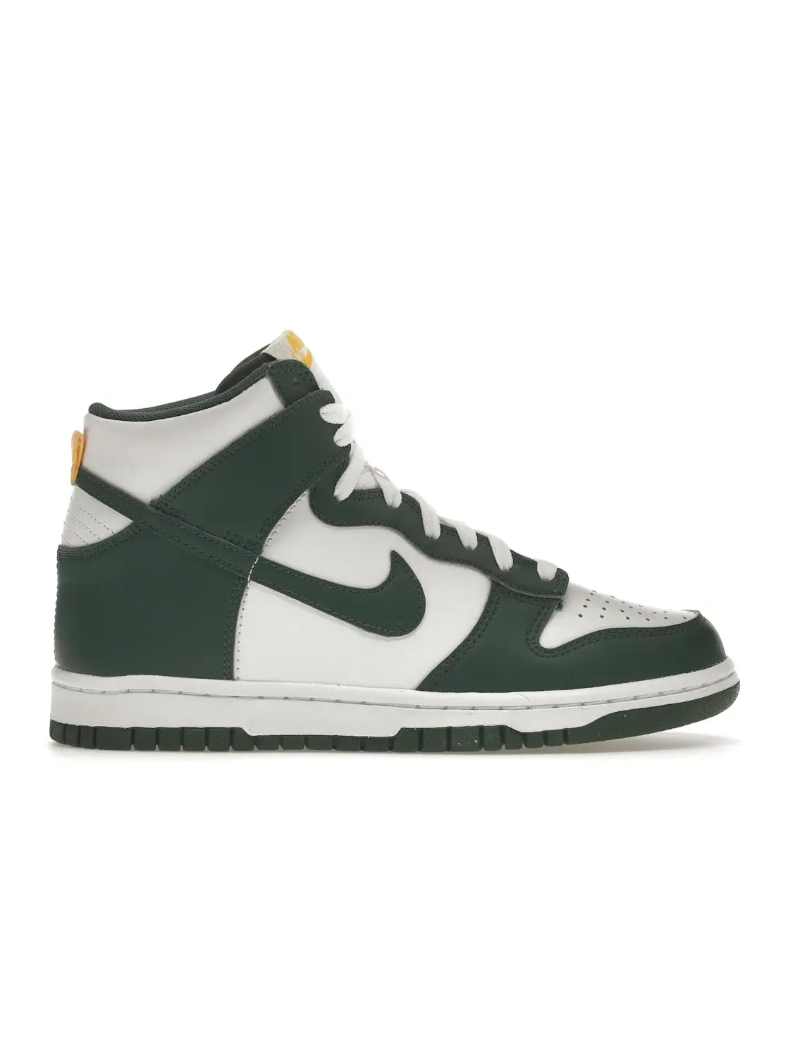 Детские кроссовки высокие с принтом Nike Dunk High Nike — изображение 1 из 4, зеленый/белый/золотистый