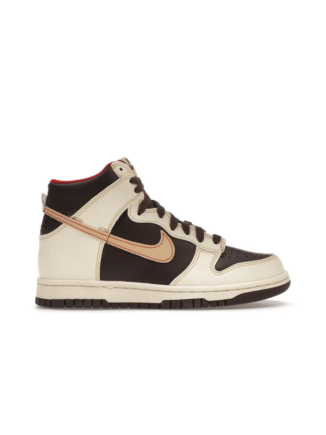 Детские кроссовки высокие с принтом Nike Dunk High Nike — изображение 1 из 4, коричневый///красный